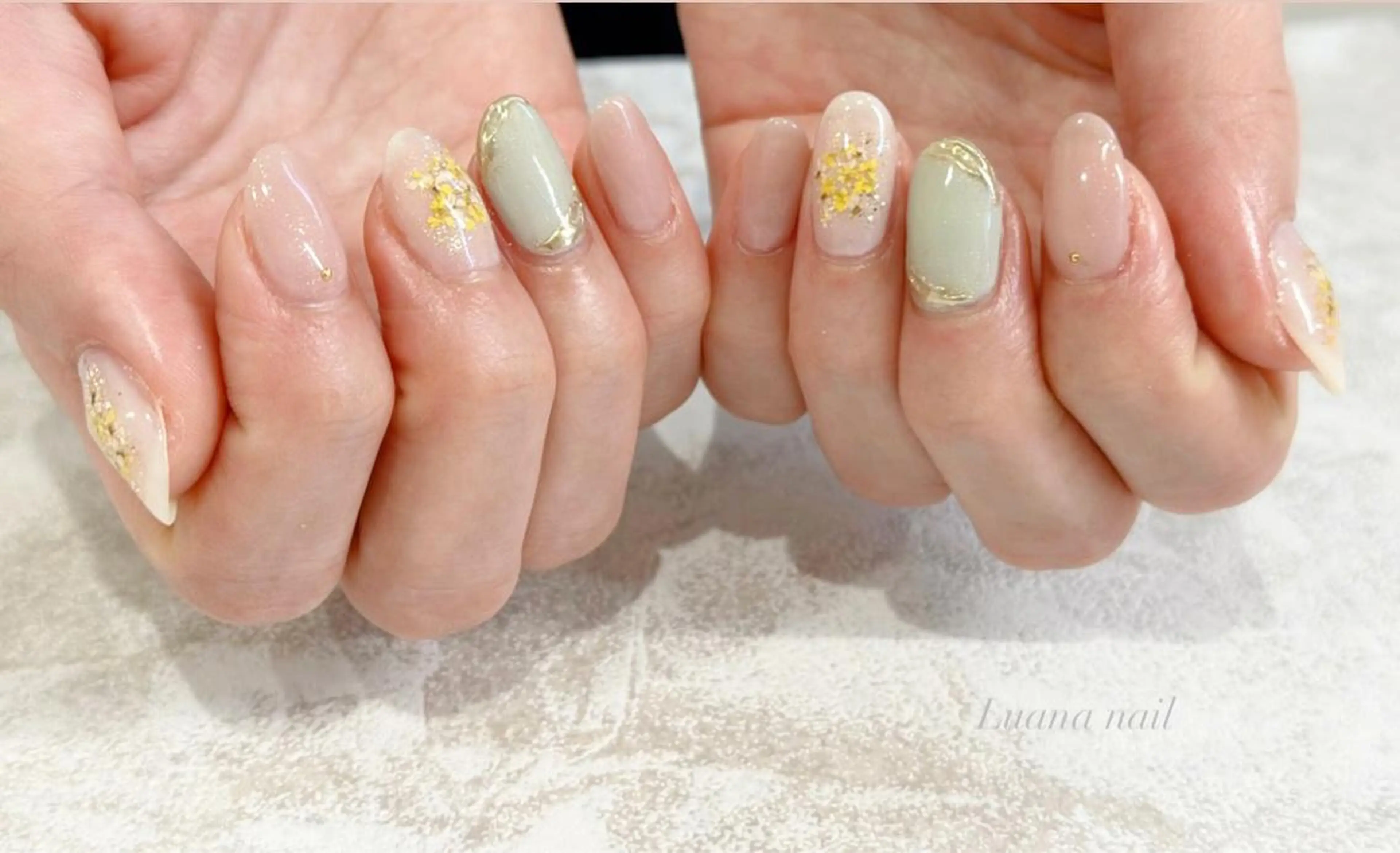 セミロング ネイル 入学式 入学式 フラワーネイル ジェルネイル ミラーネイル Luana nail (ルアナネイル)のネイルデザイン