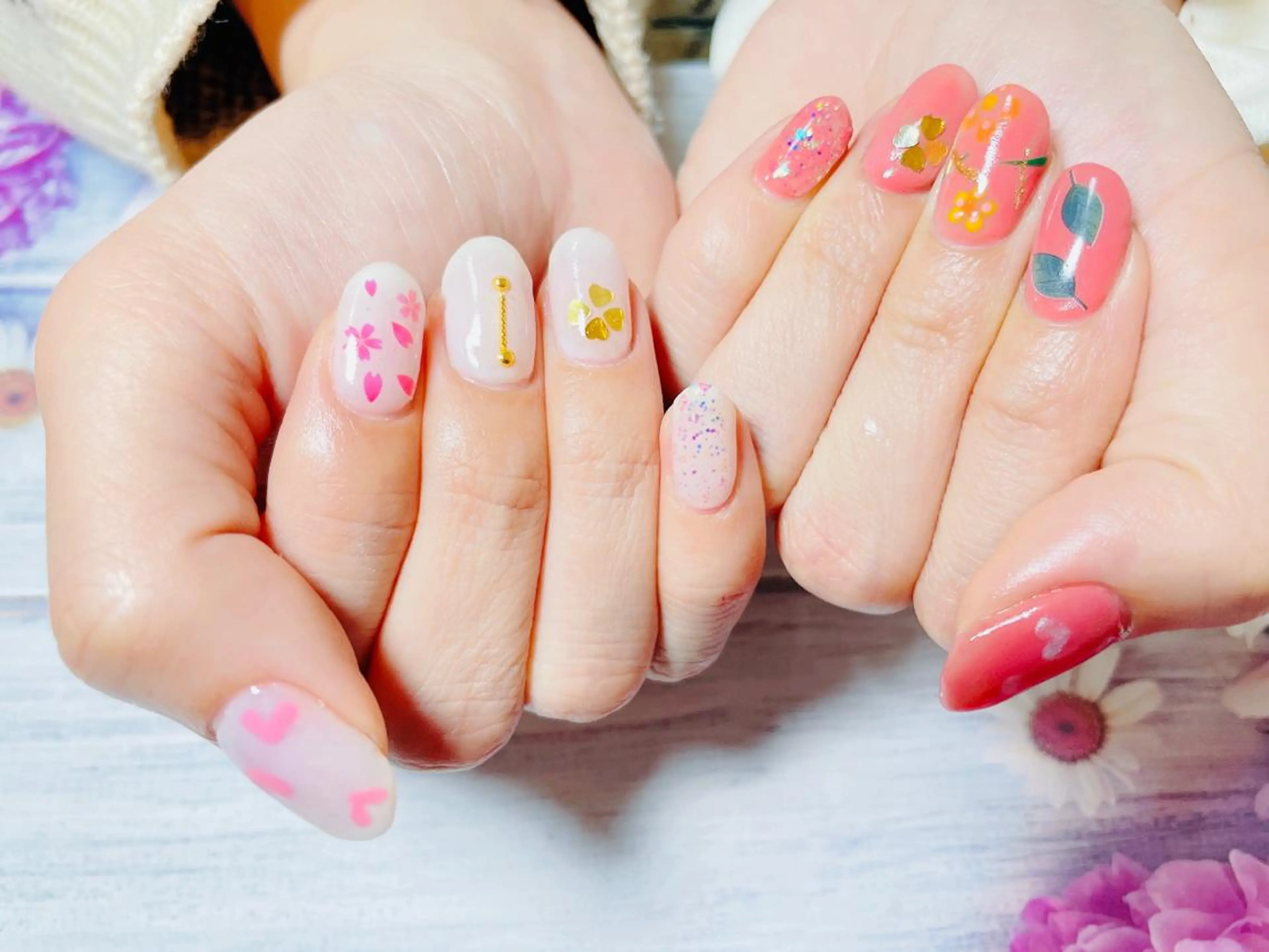 ネイル ハート キラキラネイル ラメ(グリッター) ハンドネイル nailsalon Rinのネイルデザイン