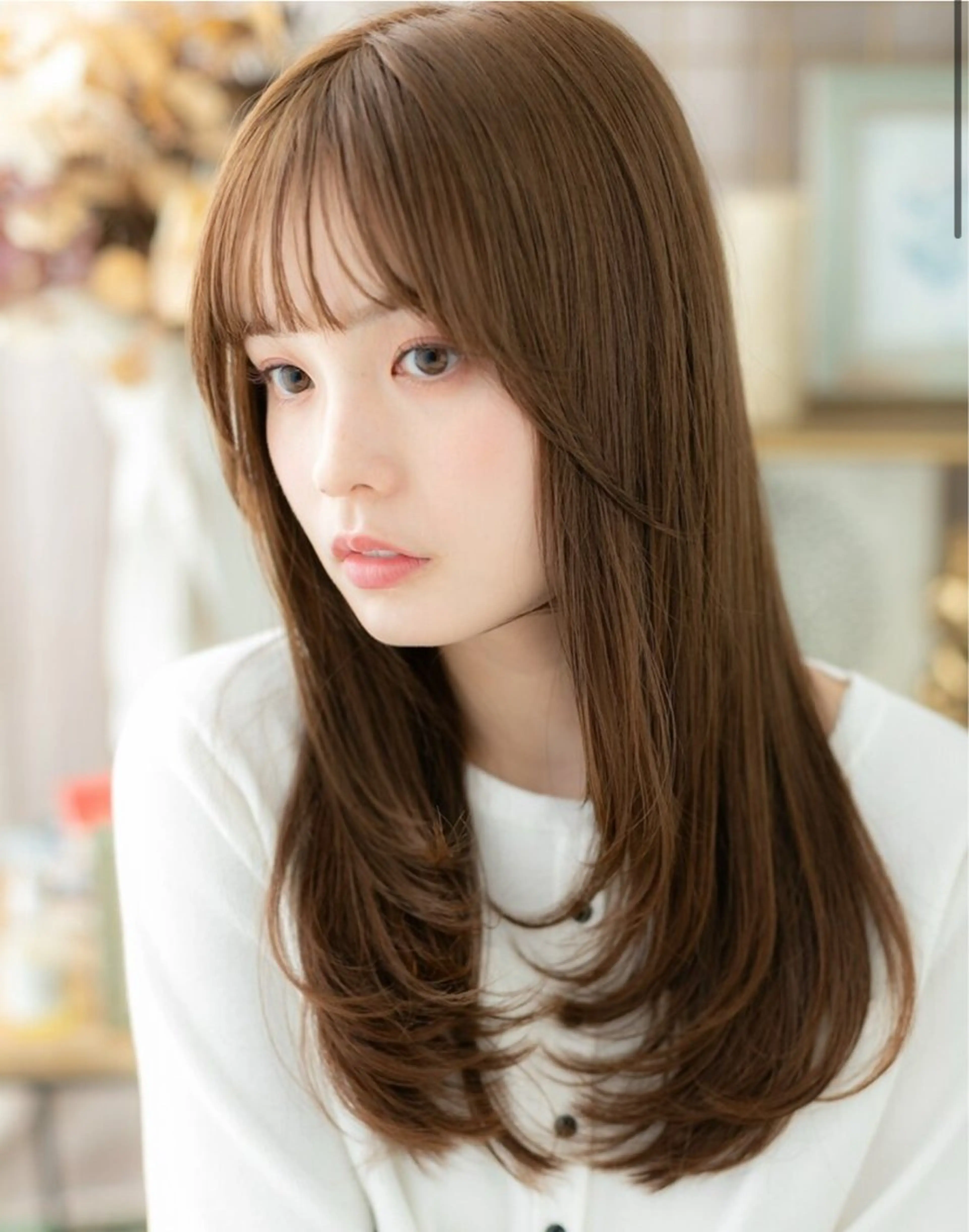 ロング カラー アッシュ ベージュカラー ショコラベージュ ミルクティーアッシュ くせ毛 💧艶髪ストレート ✨ロング／府川直樹のヘアスタイル