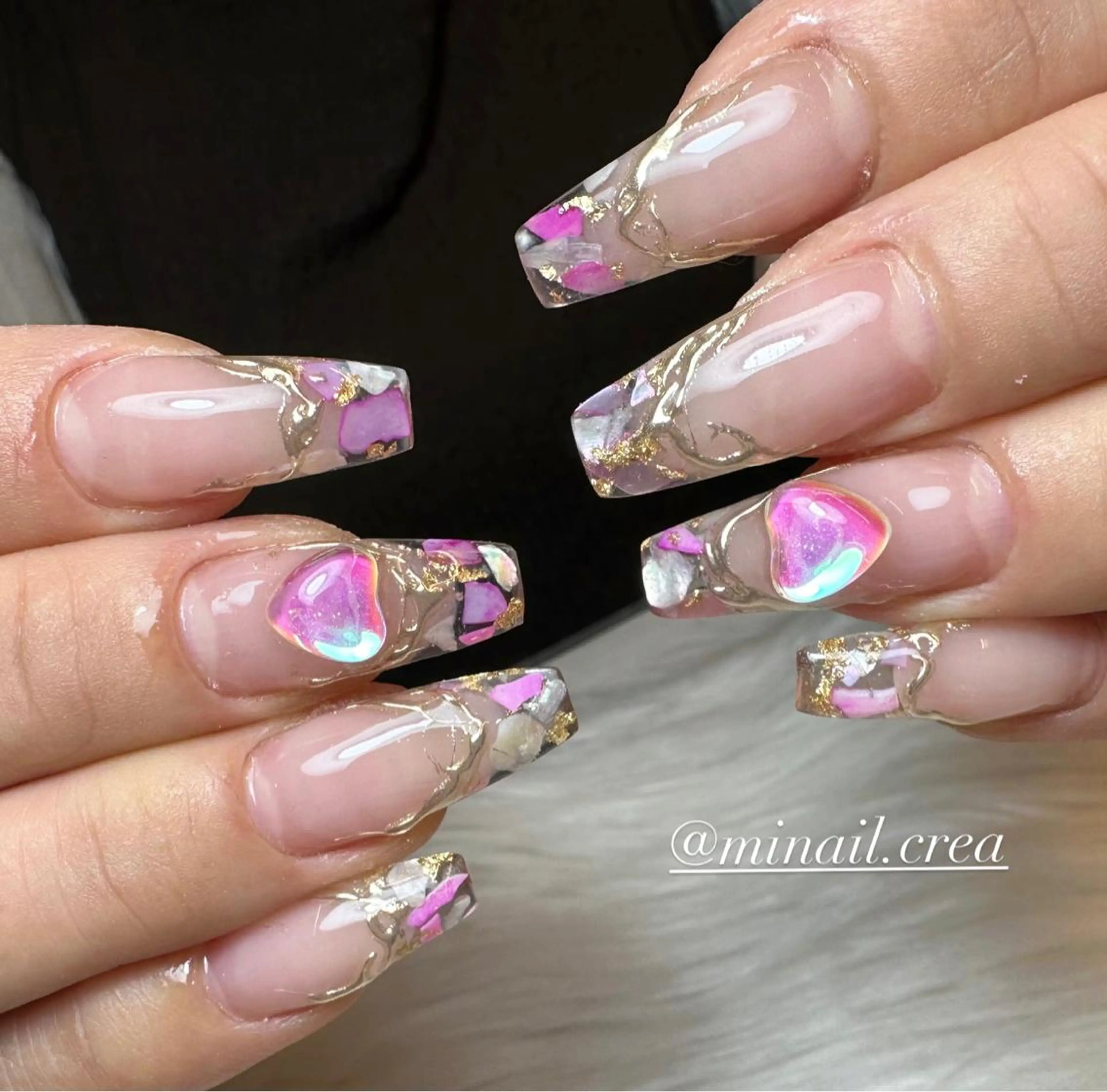 ネイル フレンチネイル キラキラネイル ロングネイル ミラーネイル スカルプネイル ハンドネイル CRéA　-private nailsalon-所属・CReA nailのネイルデザイン