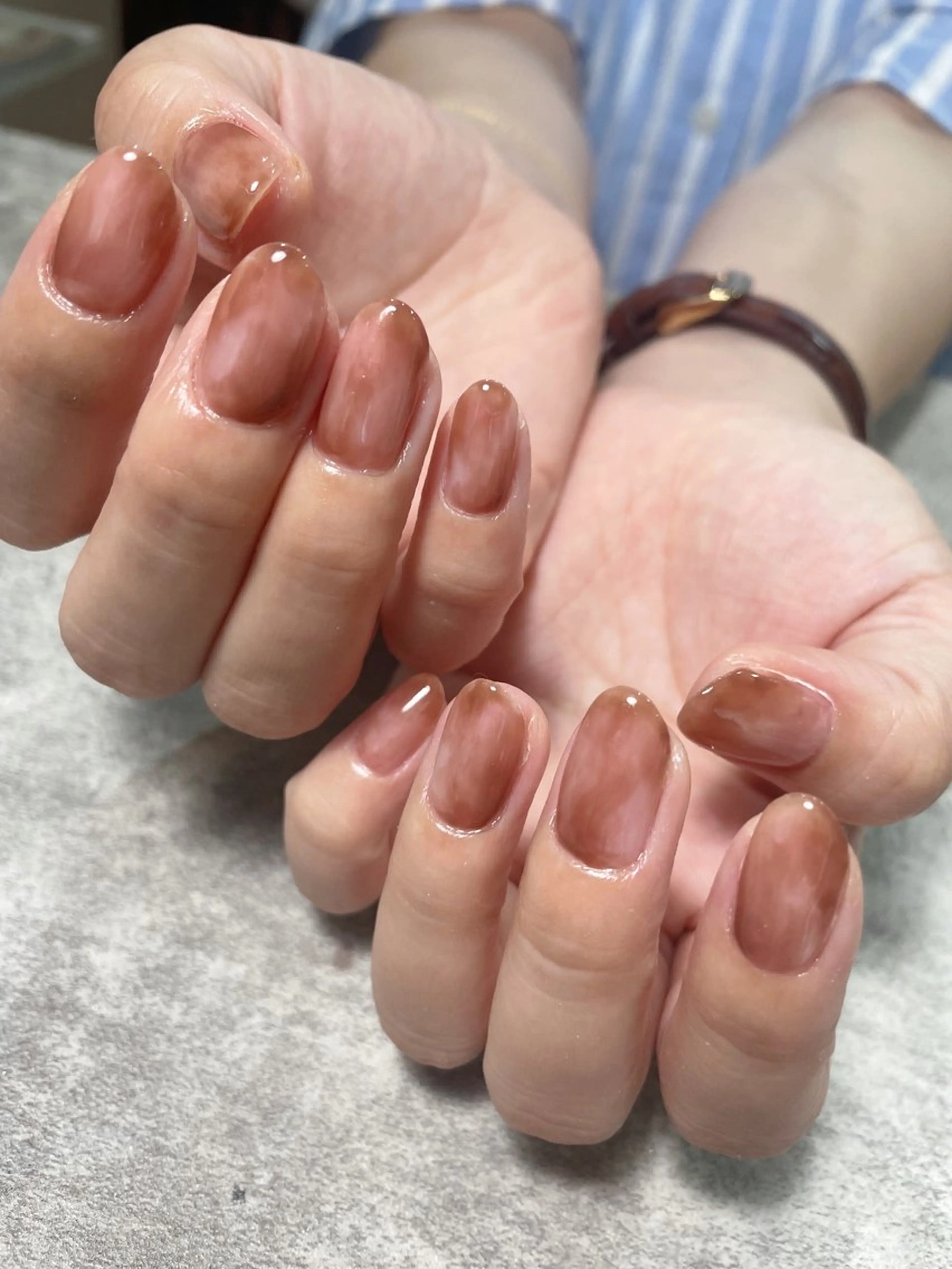 ネイル ブラウン ニュアンスネイル ハンドネイル ma riのネイルデザイン