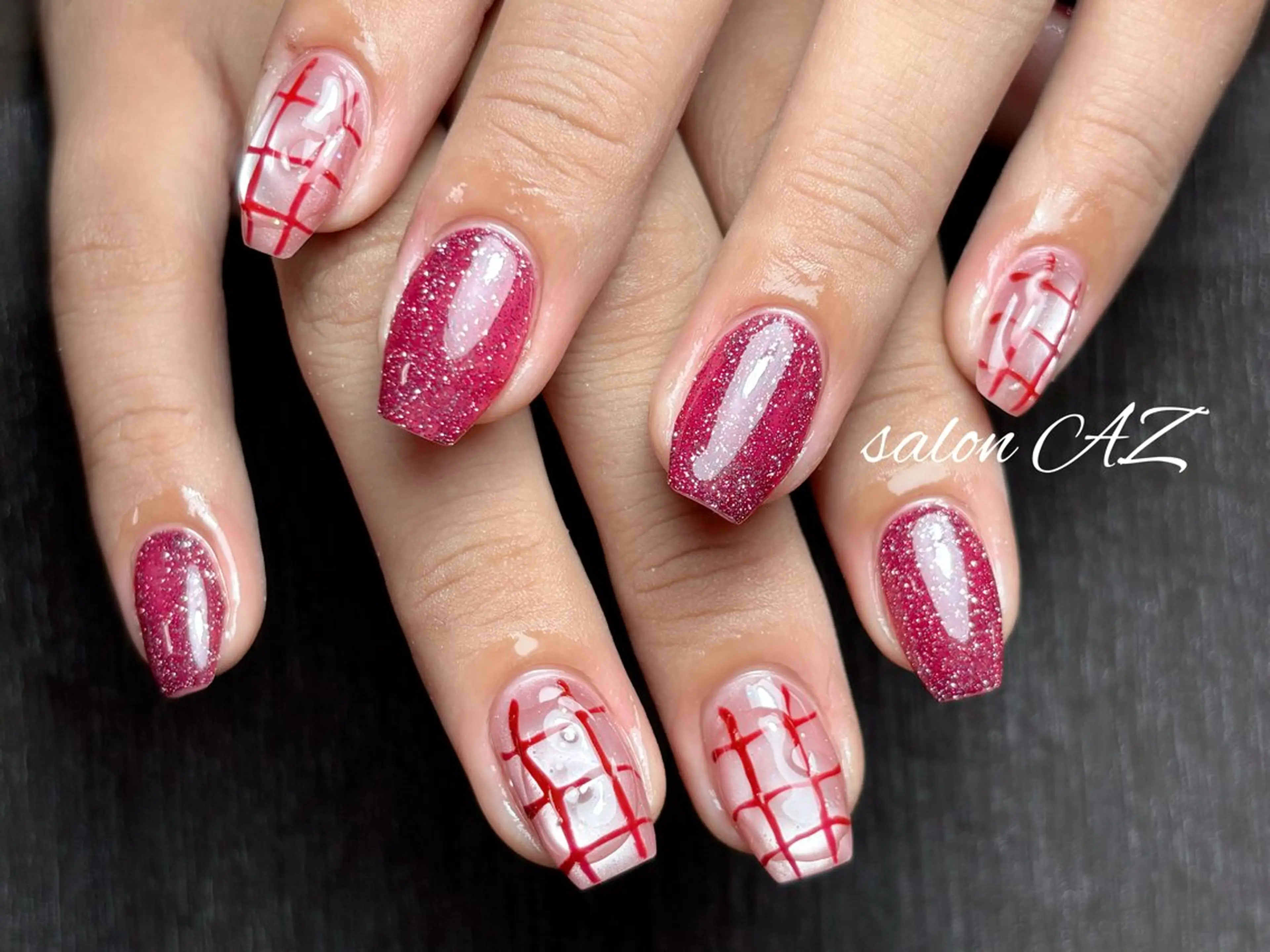 ネイル アートネイル 長さ出し フットネイル フレンチネイル ジェルネイル ハンドネイル salon AZのネイルデザイン