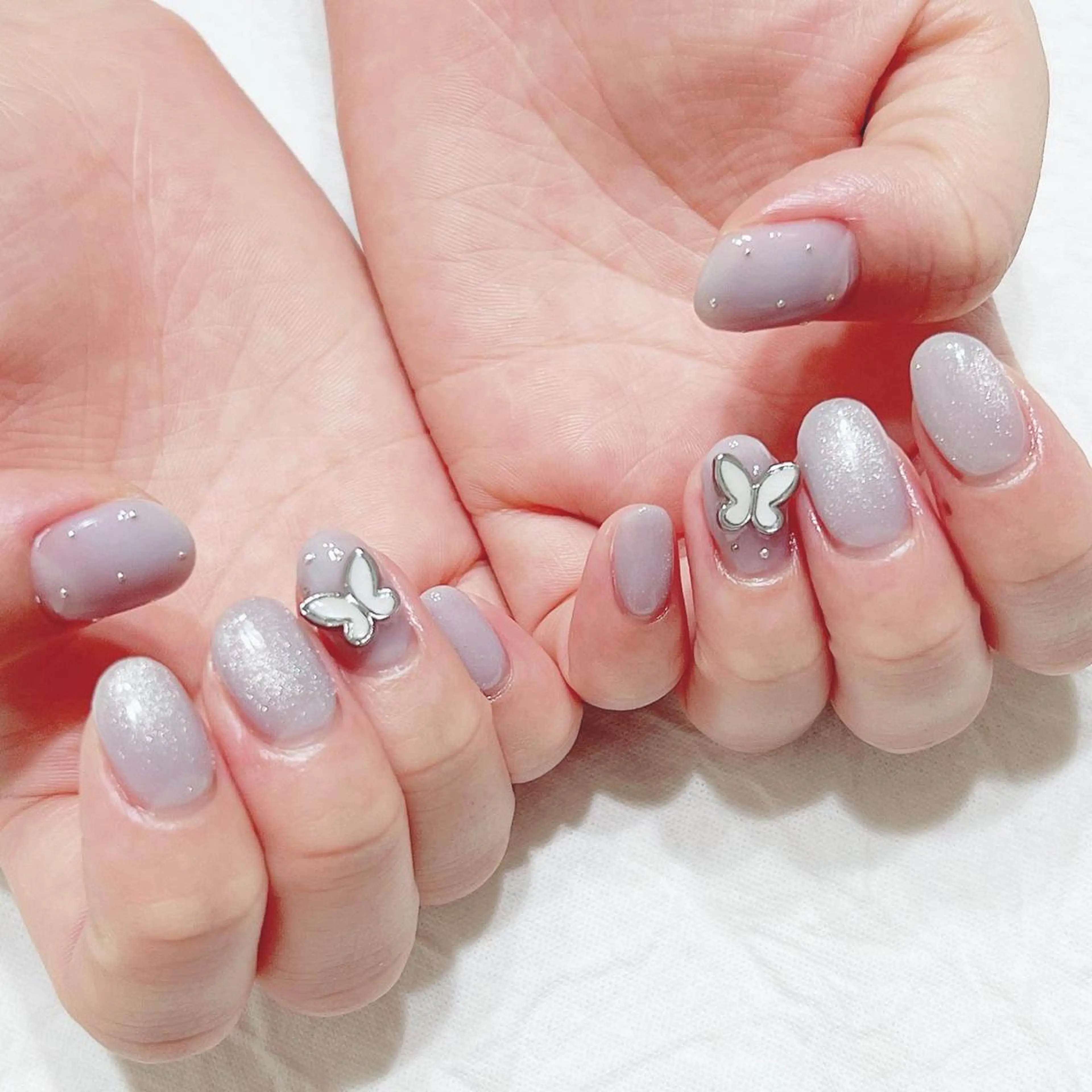 ネイル 水色 マグネットネイル パープル シルバー ハンドネイル peaberry nailのネイルデザイン