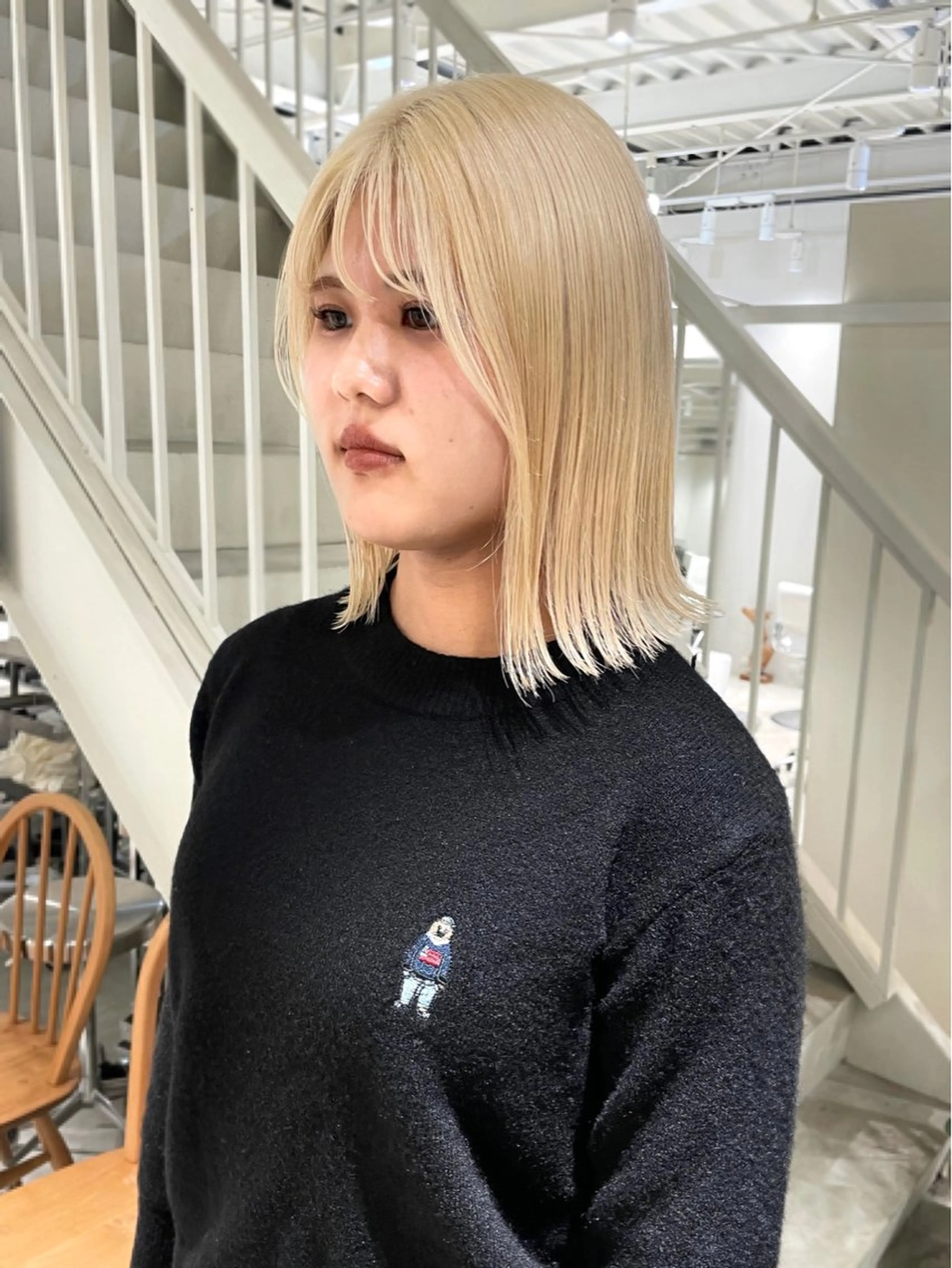 ミディアム カラー ヘアカラー 林 千聖のヘアスタイル