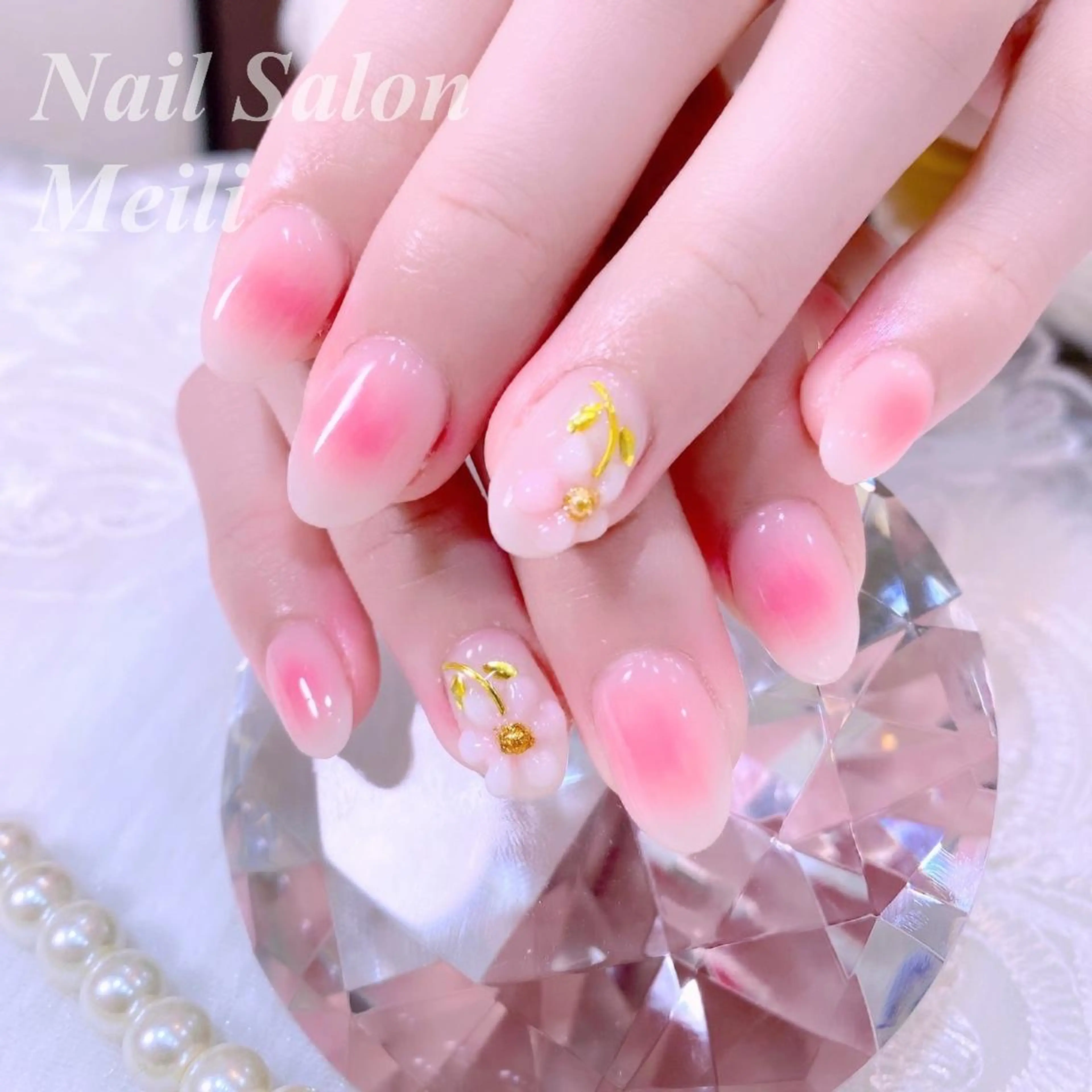 ネイル 桜ネイル フラワーネイル ピンク ぷっくりネイル 春ネイル NAILSALON MEILIのネイルデザイン