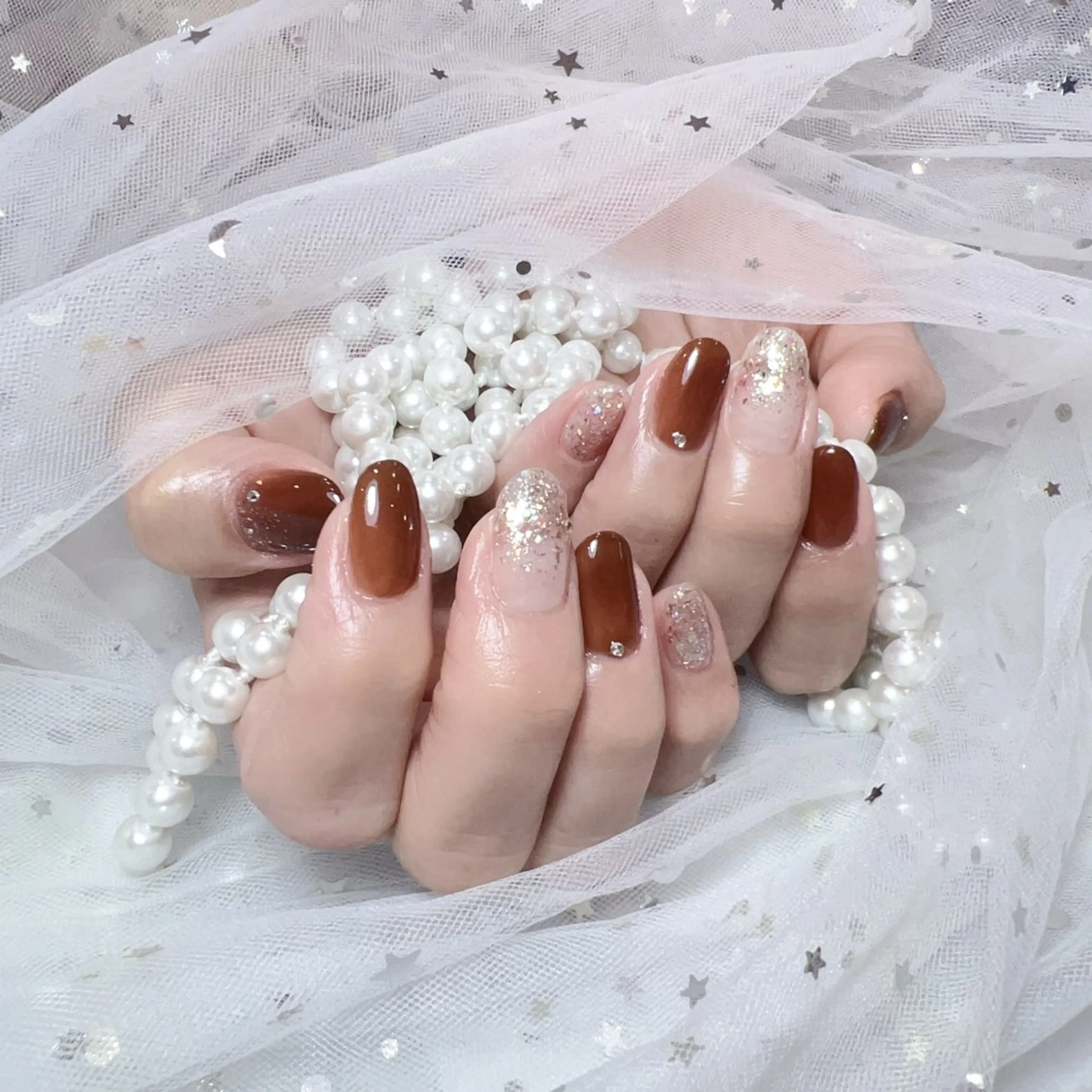 ネイル アートネイル フラッシュネイル フレンチネイル ジェルネイル ガラスフレンチ ハンドネイル You&Me Yukiのネイルデザイン