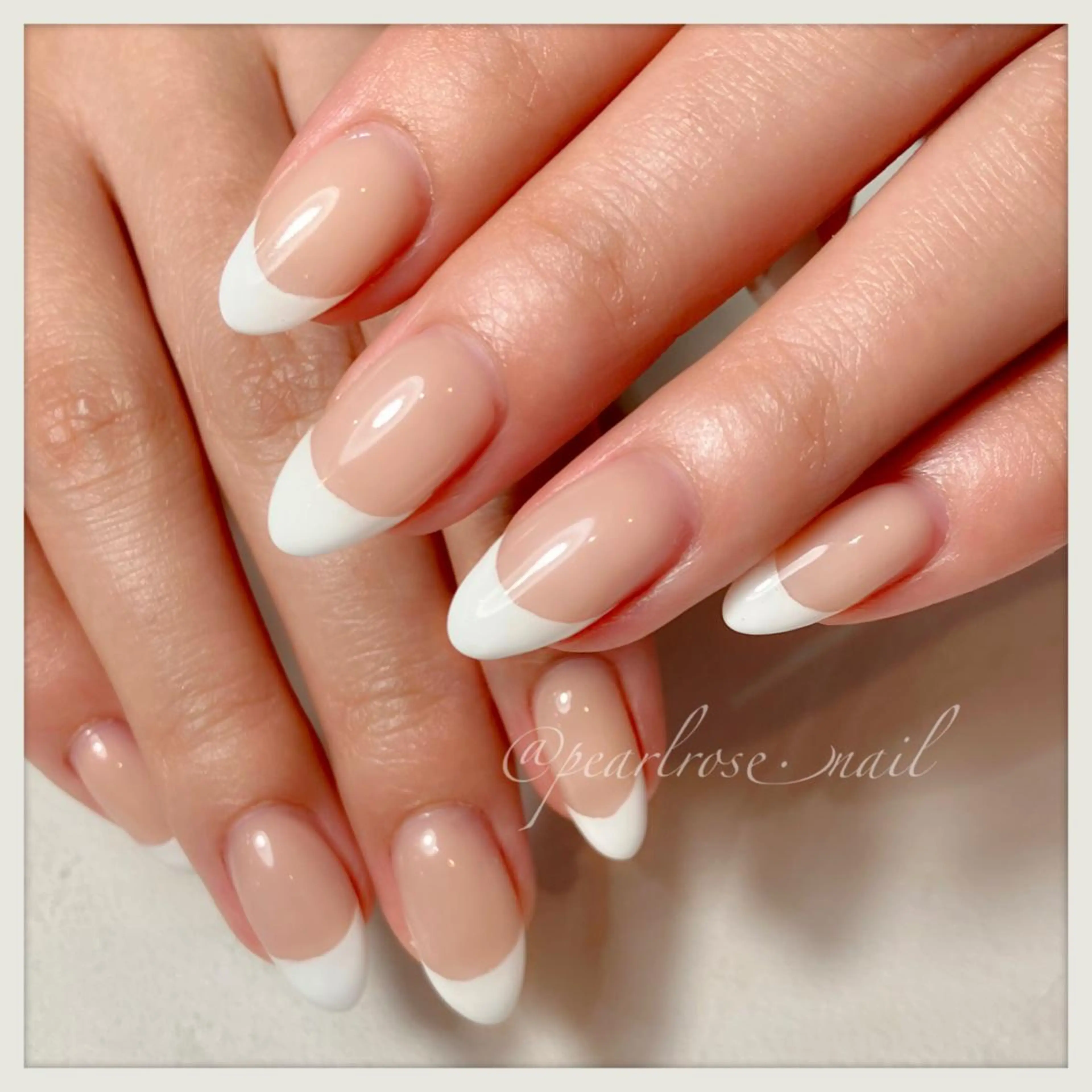 ネイル フレンチネイル ハンドネイル Beauty salon Ryu・ange所属・PEARL ROSE パールローズのネイルデザイン