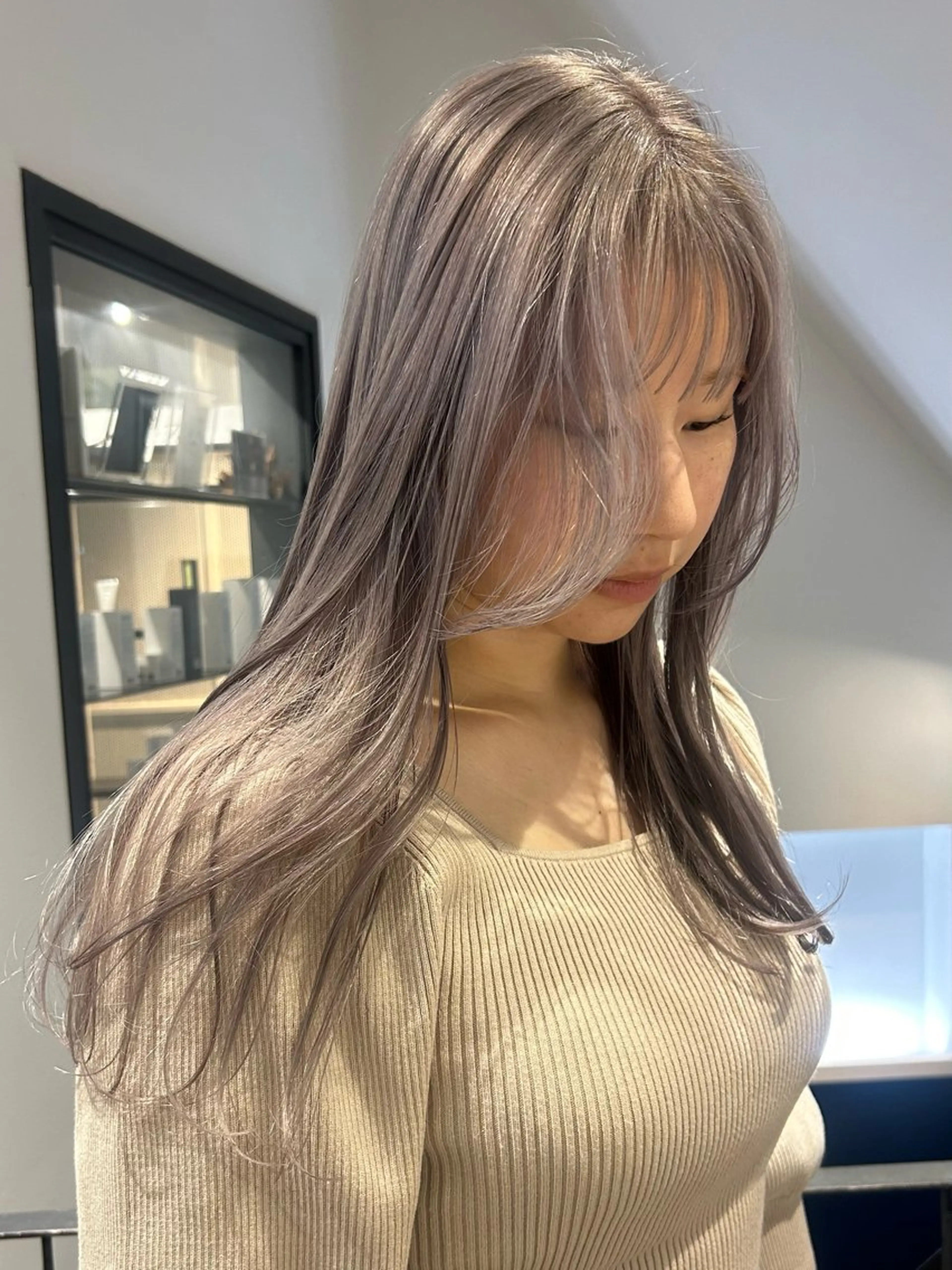 ロング カラー パーマ メンズ ヘアカラー トリートメント レイヤー/透明感/ ブリーチなし/わかなのヘアスタイル