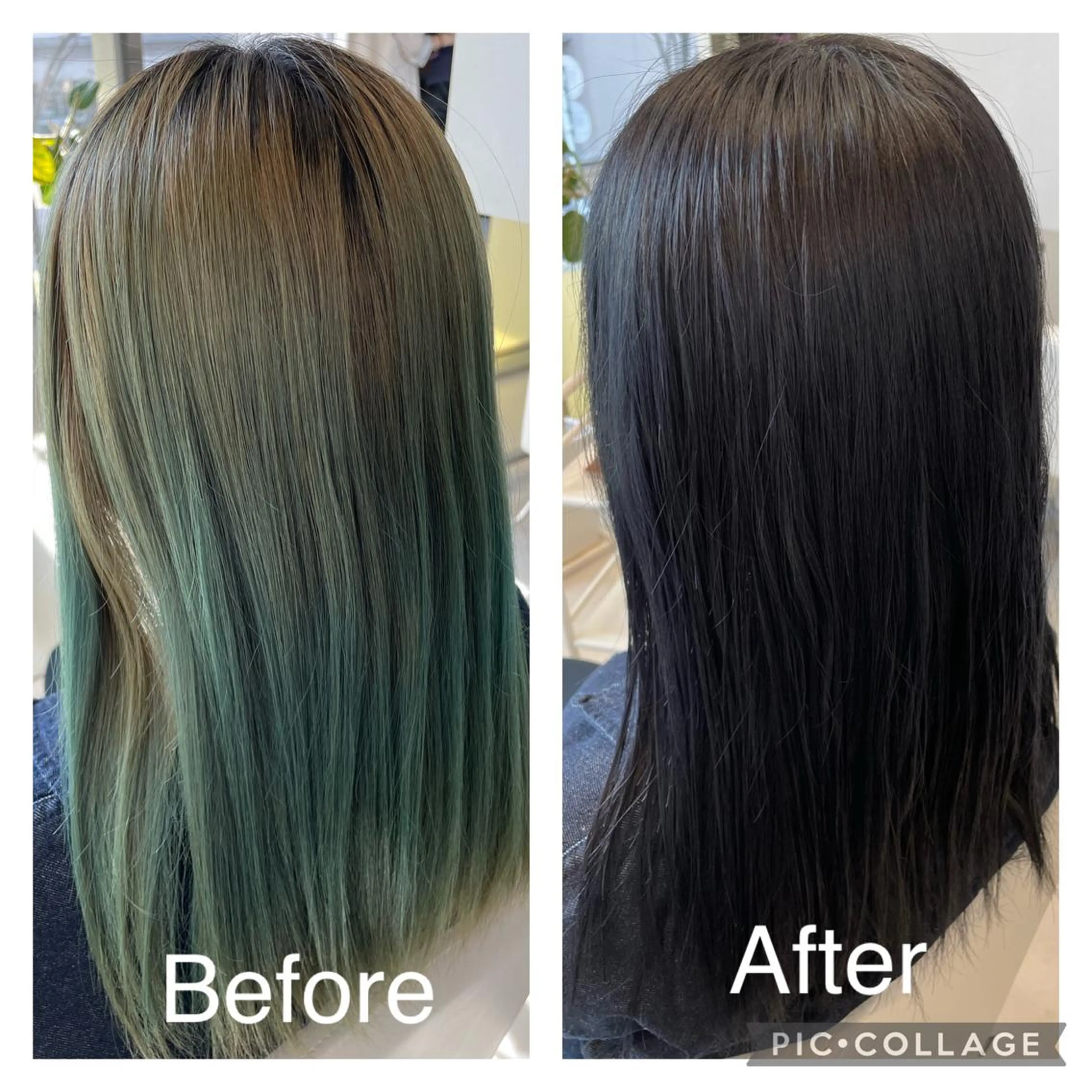 カラー 黒髪 ブルーカラー ブルーブラック 山本 菜月のヘアスタイル