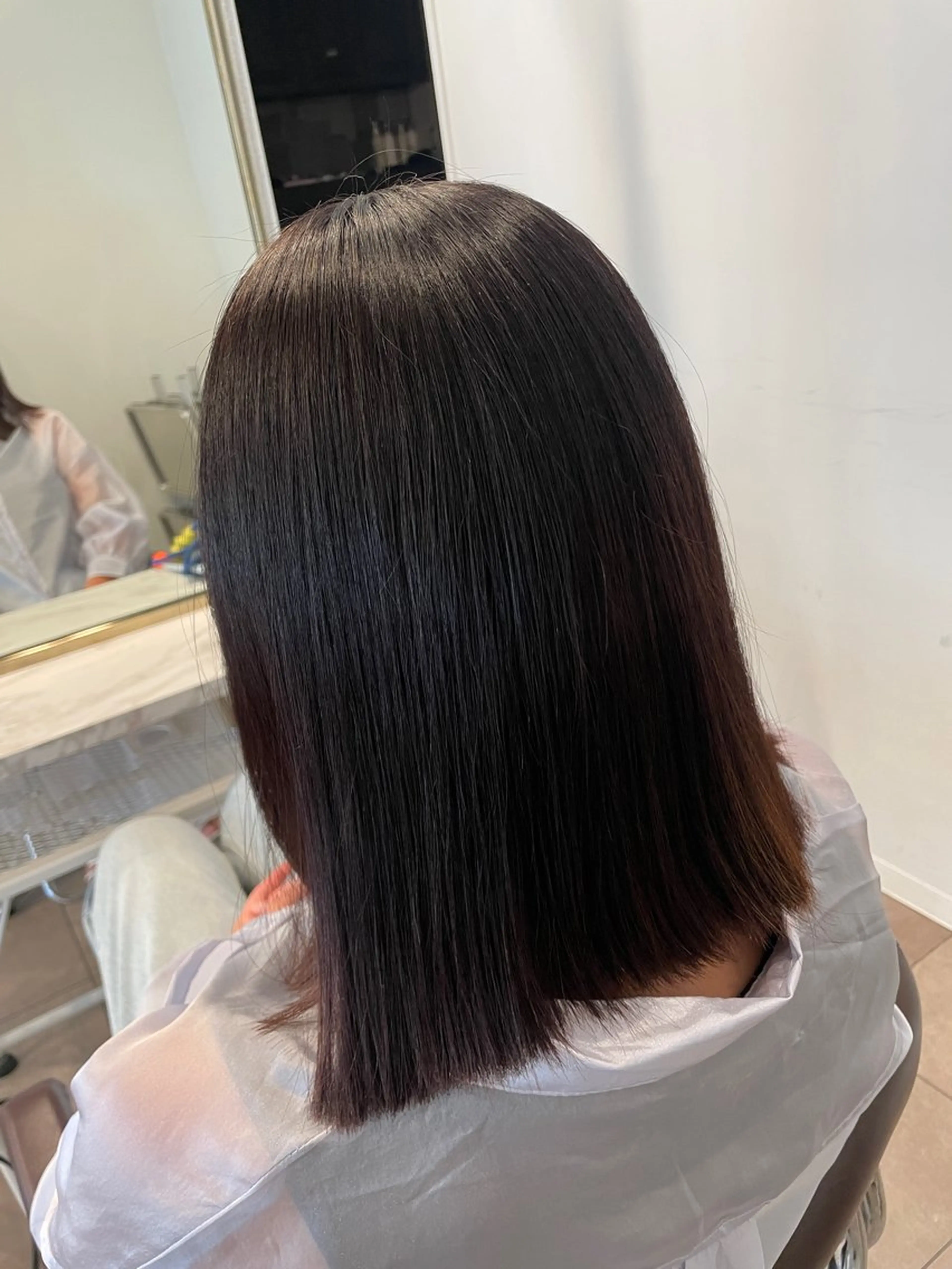 ミディアム 縮毛矯正 トリートメント attrait辻堂所属・大森 華/艶カラー🐰💞のヘアスタイル