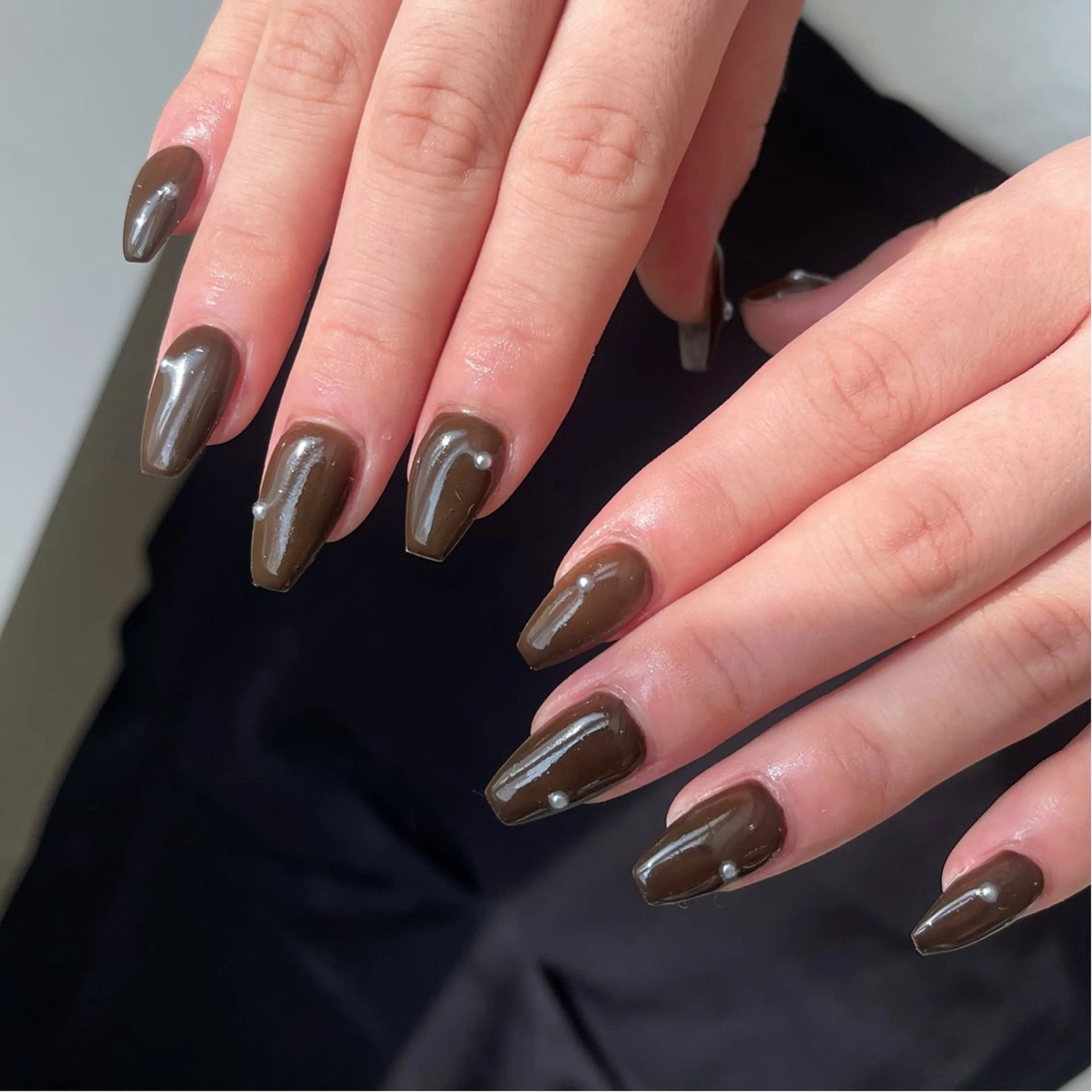 ネイル ブラウン 韓国ネイル ハンドネイル petit所属・Yuka ネイリストのネイルデザイン