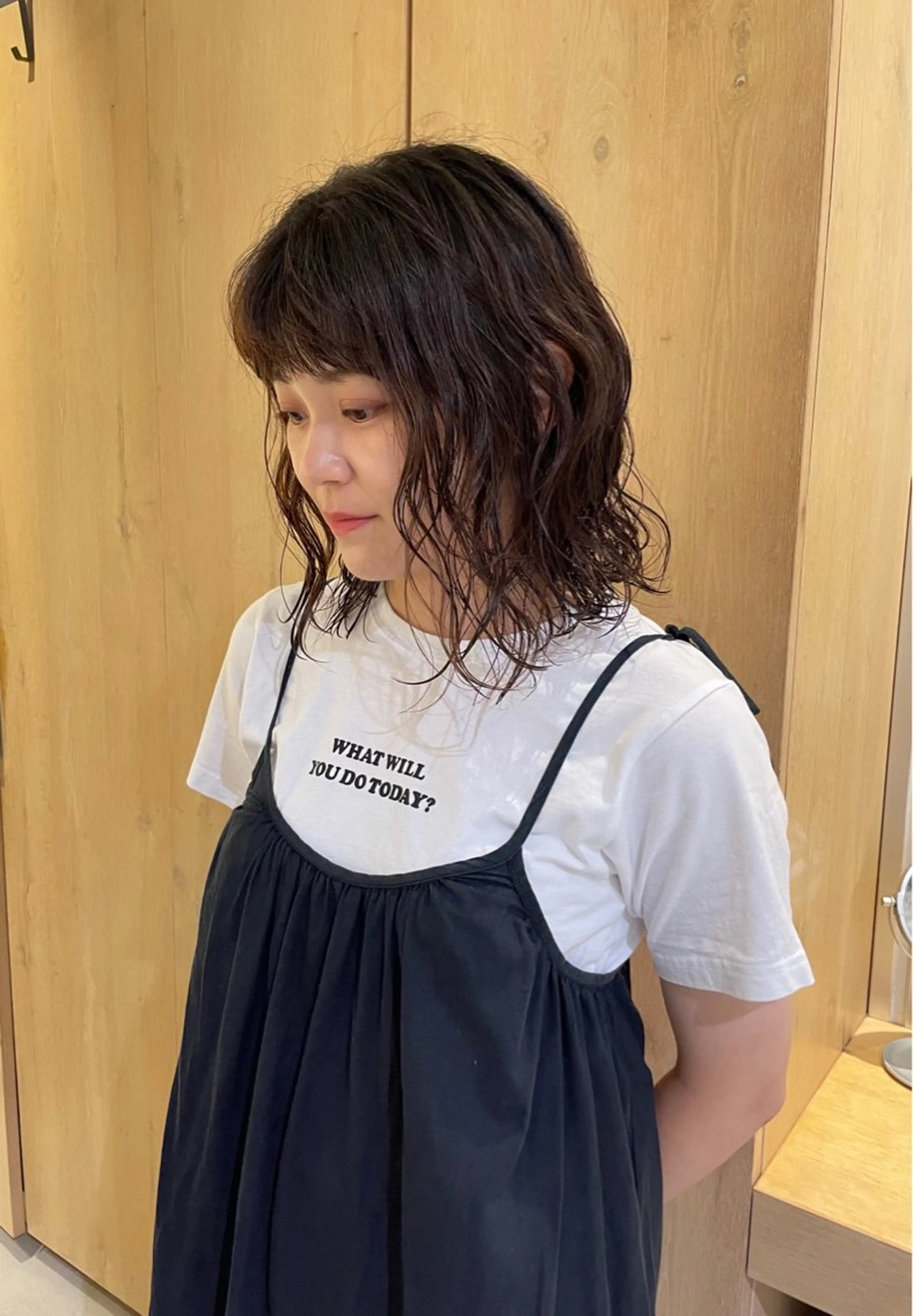 ミディアム パーマ ミディアムパーマ ボブ risa 。のヘアスタイル