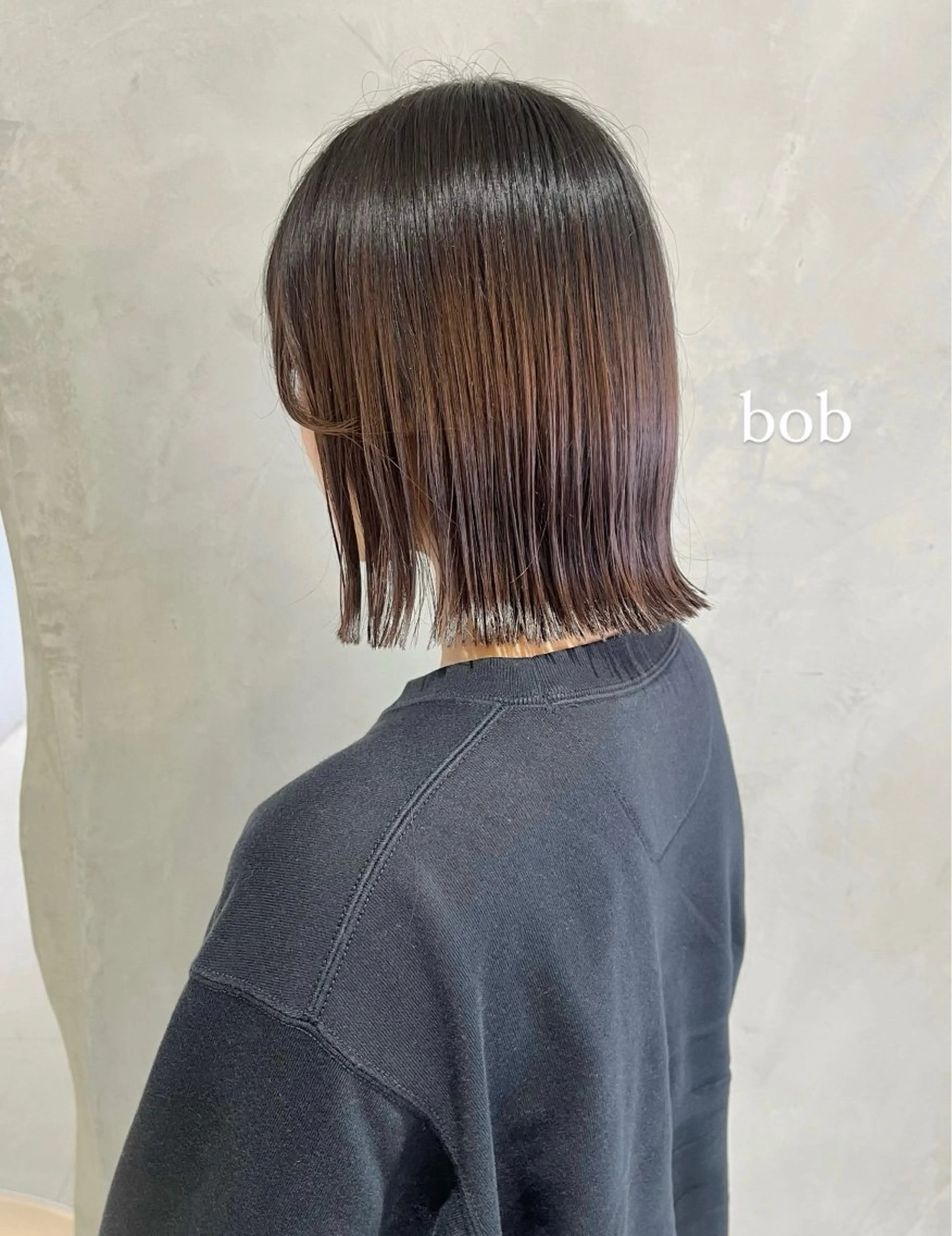 ミディアム カラー ボブ 外ハネヘア カット ヘアカラー トリートメント effect横浜所属・切りっぱなしボブ/ 艶カラー/綾莉のヘアスタイル