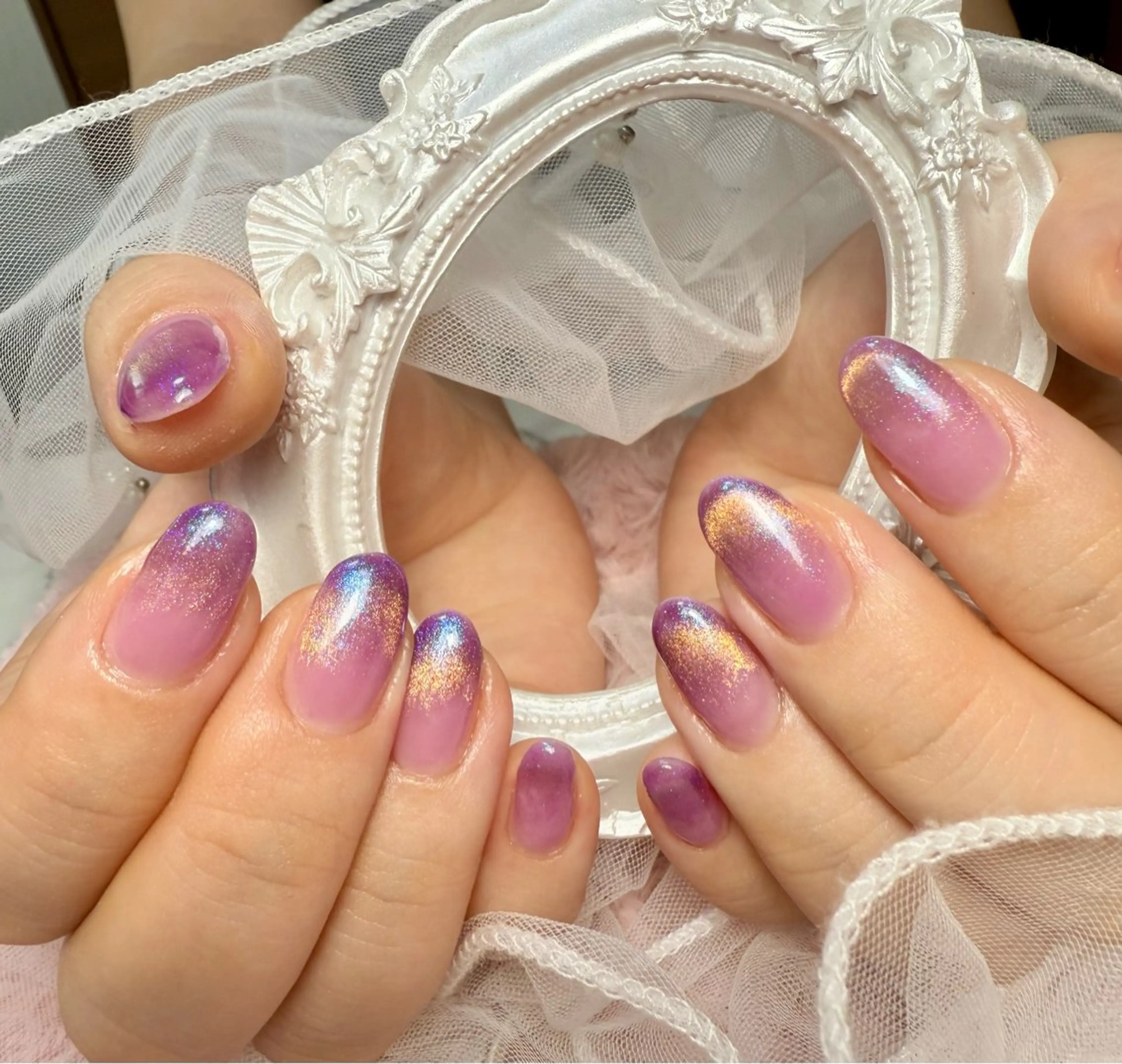 ネイル アートネイル チークネイル フレンチネイル ガラスフレンチ 氷ネイル・うるうるネイル M.N_ nailのネイルデザイン