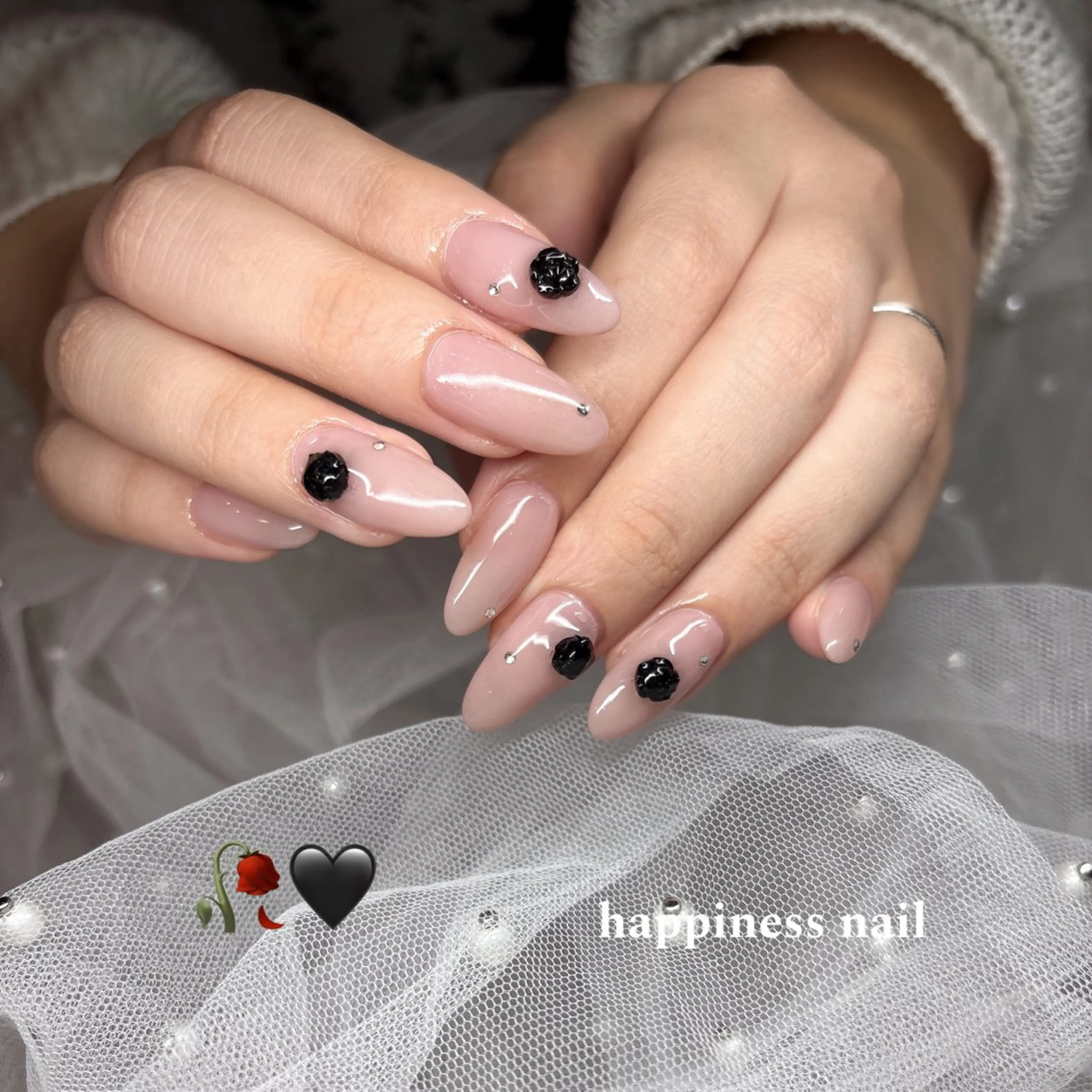 ネイル 韓国ネイル ロングネイル ピンク スカルプネイル シンプルネイル happiness nailのネイルデザイン