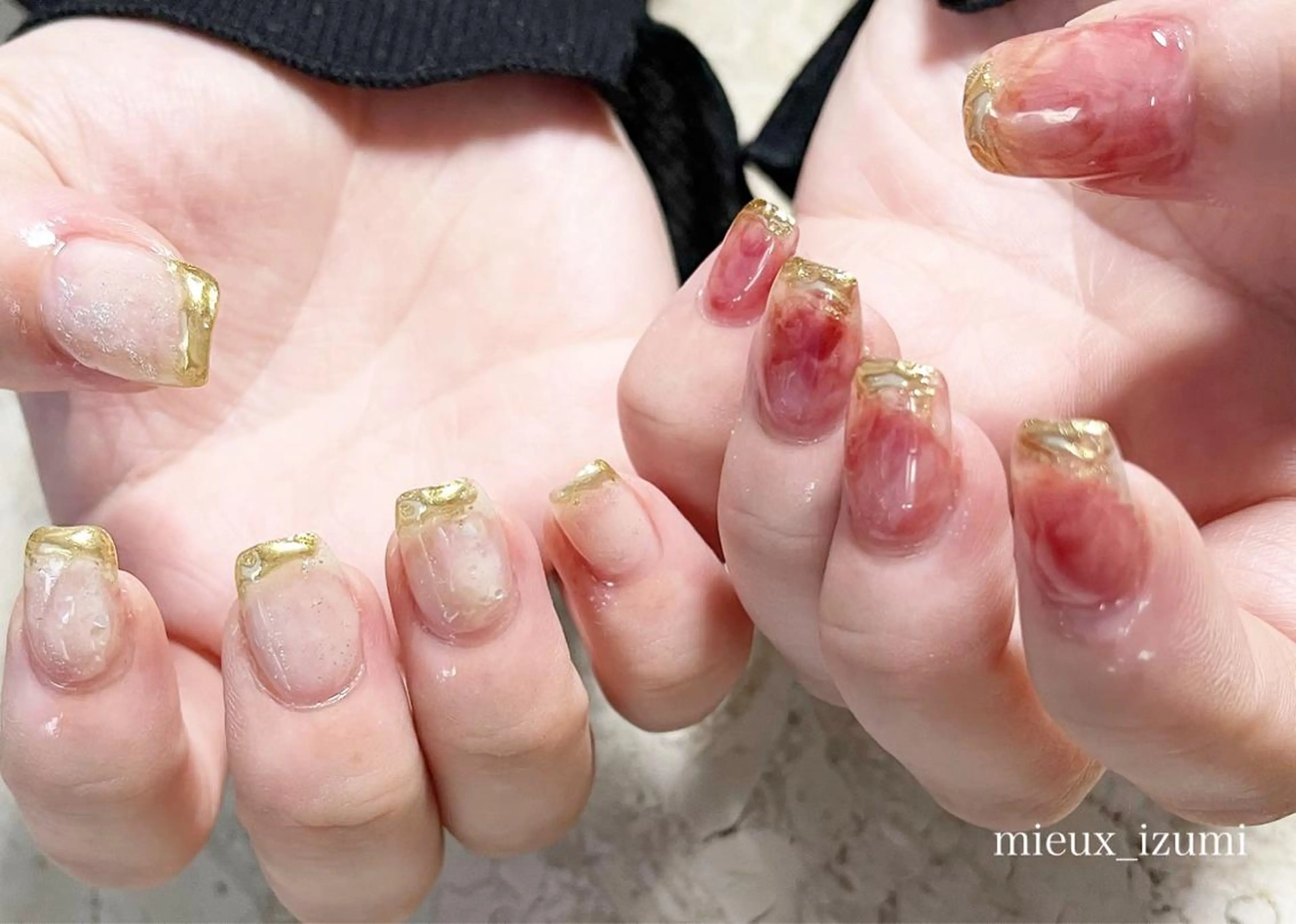 ネイル クリアネイル ジェルネイル 氷ネイル・うるうるネイル 韓国ネイル ミラーネイル mieux IZUMiのネイルデザイン