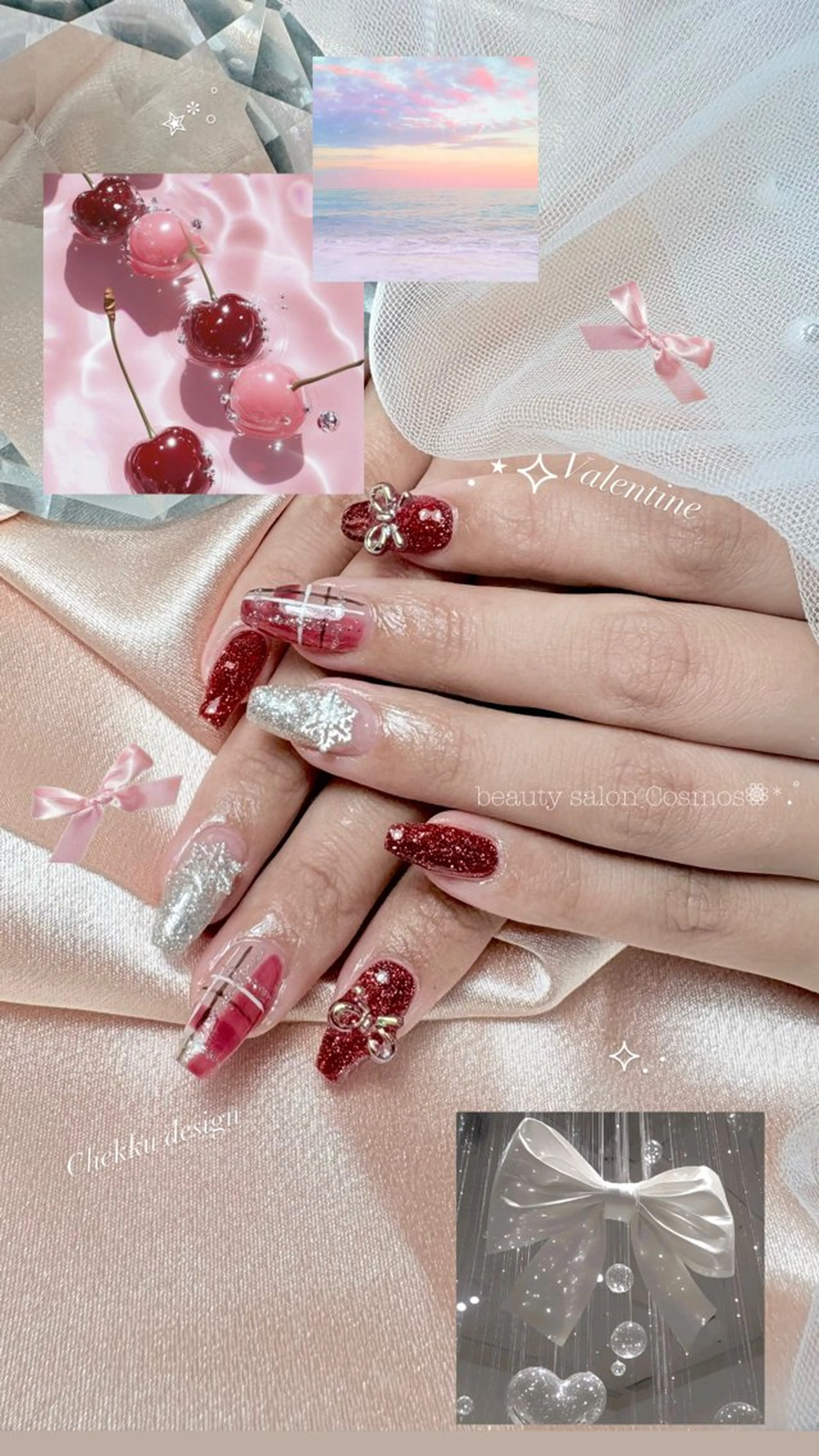 ネイル バレンタイン 山科駅徒歩3分🩷 店長 ゆちのネイルデザイン