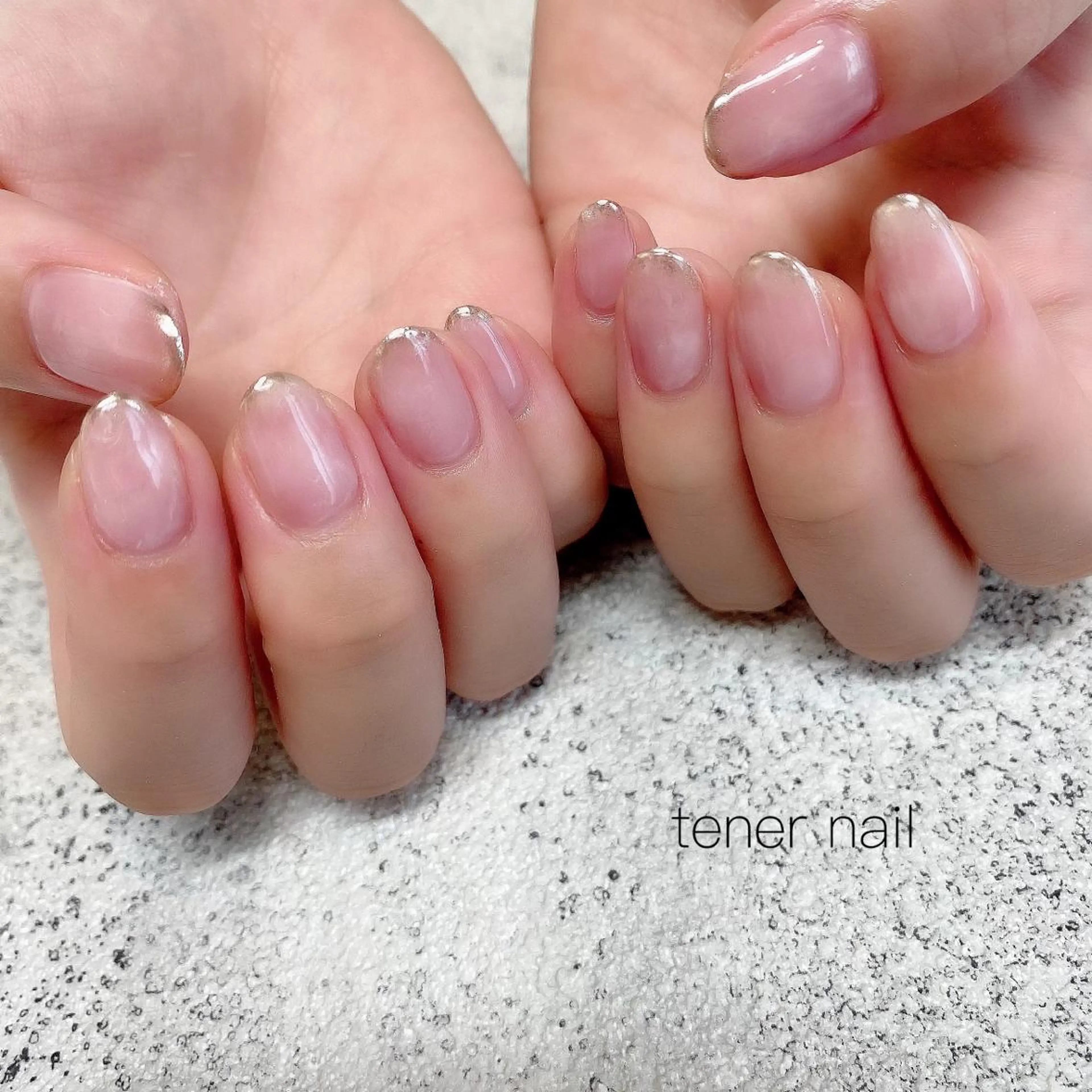 ネイル フレンチネイル 大理石ネイル(マーブル) ミラーネイル tener  nail  テネルネイル所属・テネルネイル tener nailのネイルデザイン