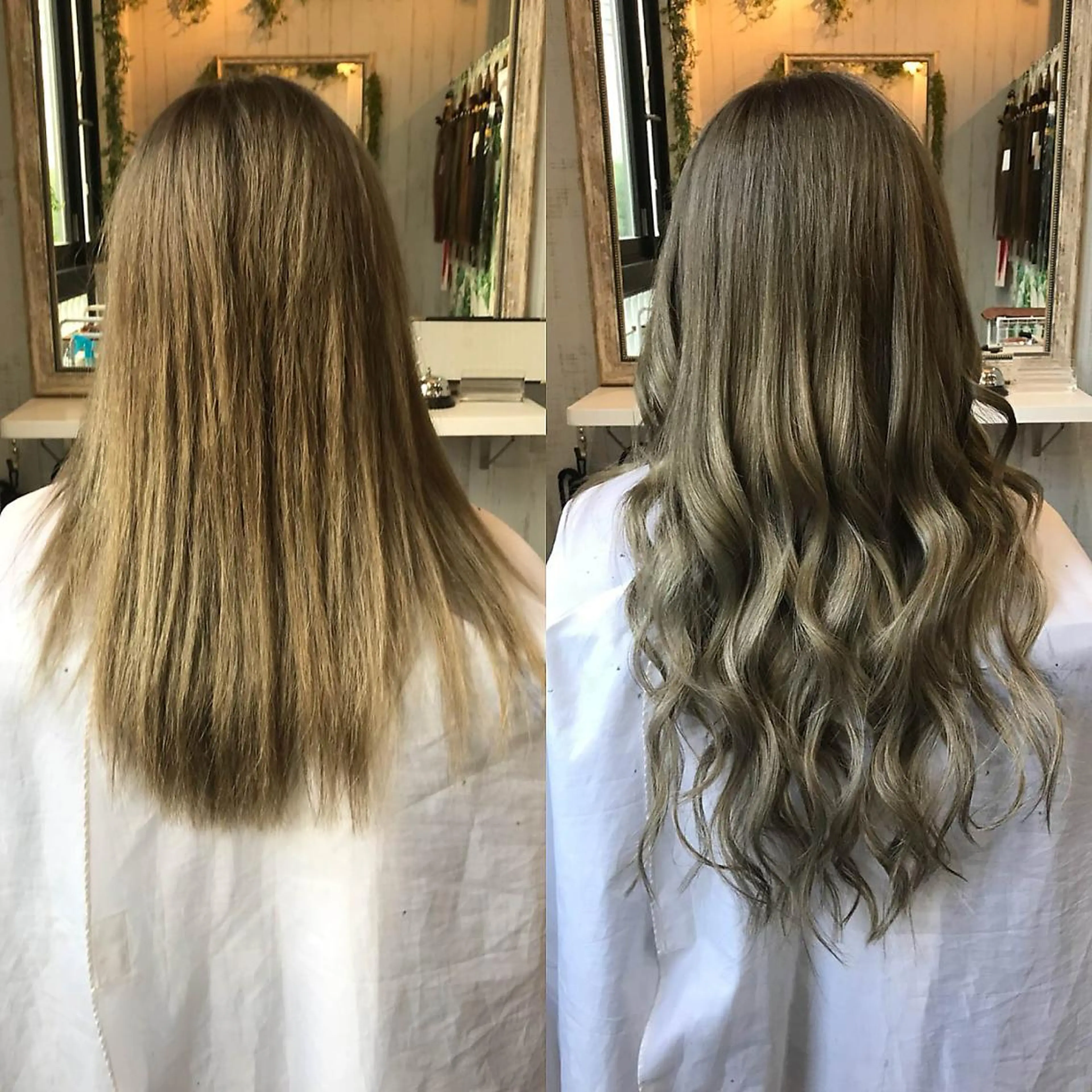 ロング カラー パーマ 大阪レミーエクステ チビ編み込みのヘアスタイル