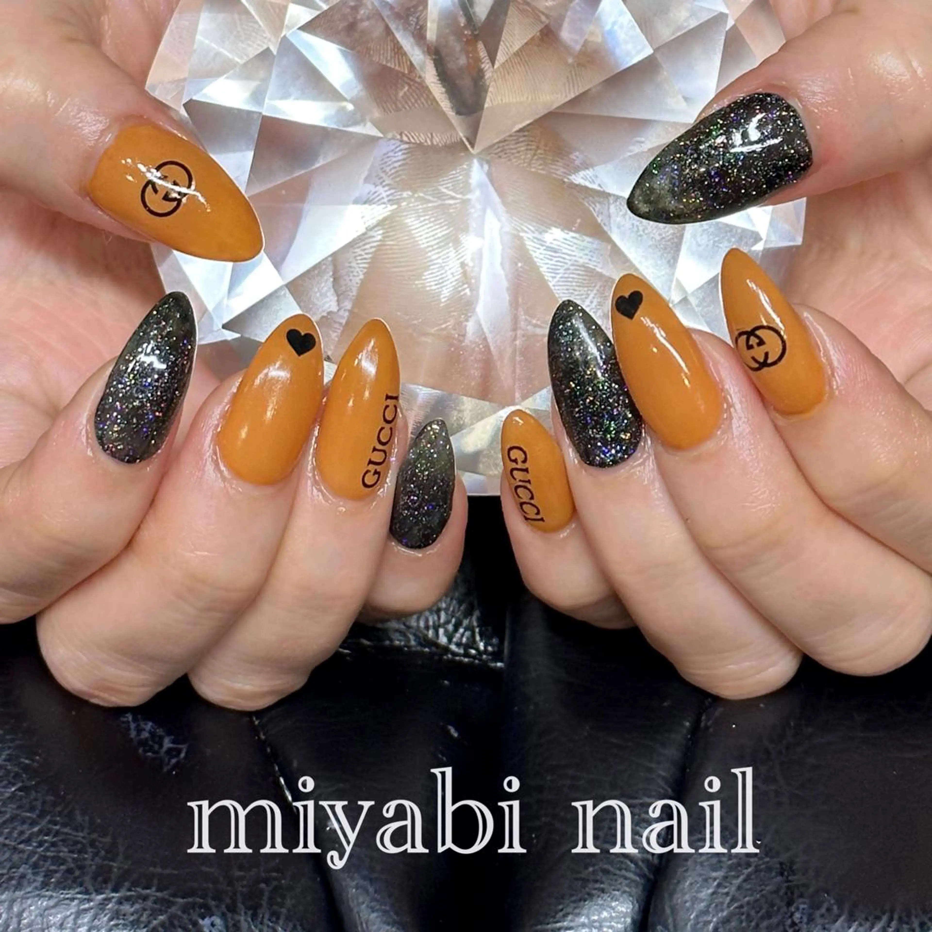 ネイル ジェルネイル ラメ(グリッター) ロングネイル 持ち込み 冬ネイル miyabi nail 桂川駅近くのネイルデザイン