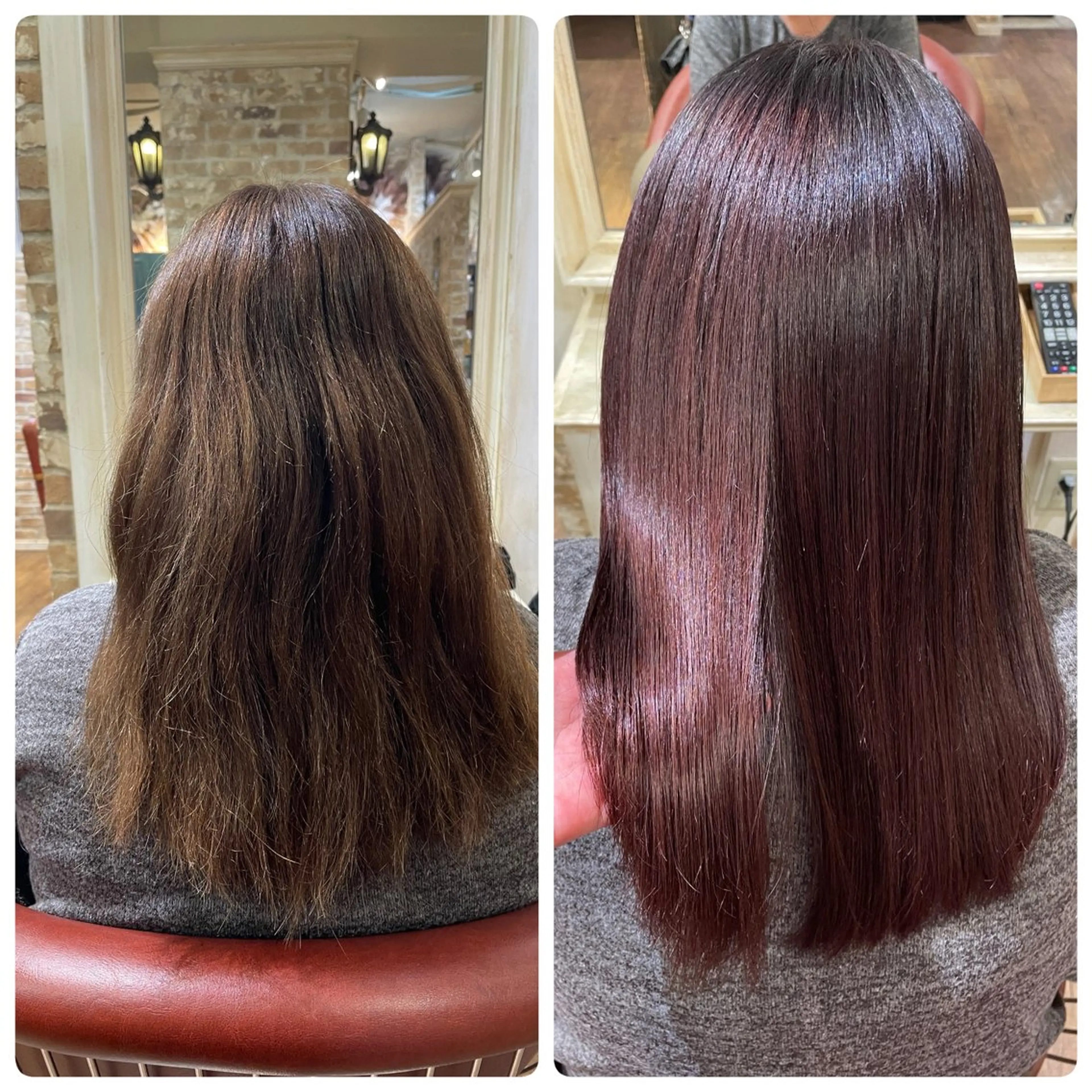 セミロング カラー ブラウンカラー ピンクカラー ピンクブラウン 💙加藤 凪桜💙のヘアスタイル