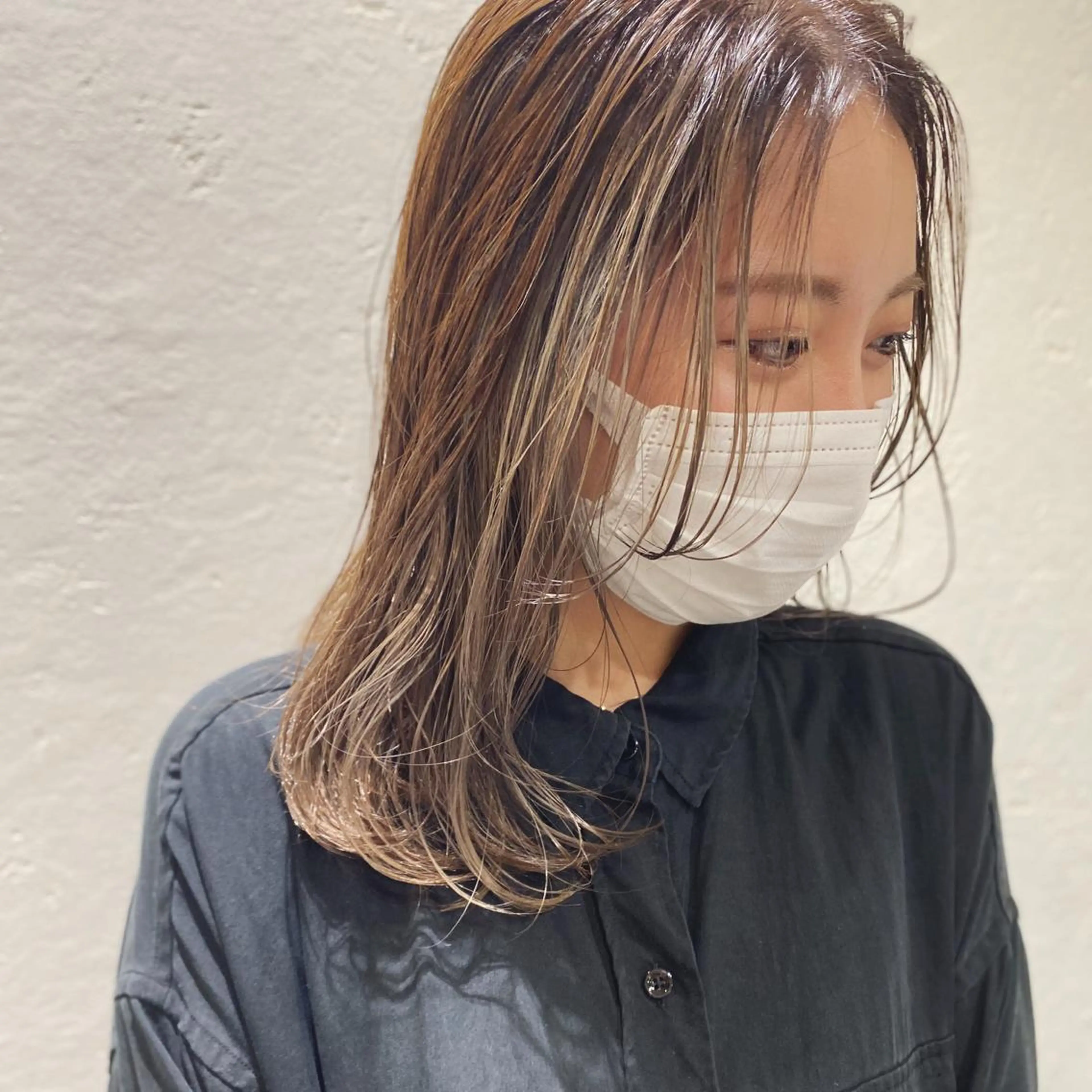 セミロング カラー ヘアアレンジ バレイヤージュ ミストバング  フェイスフレーミング レイヤーカット 竹内啓太 ボブのヘアスタイル