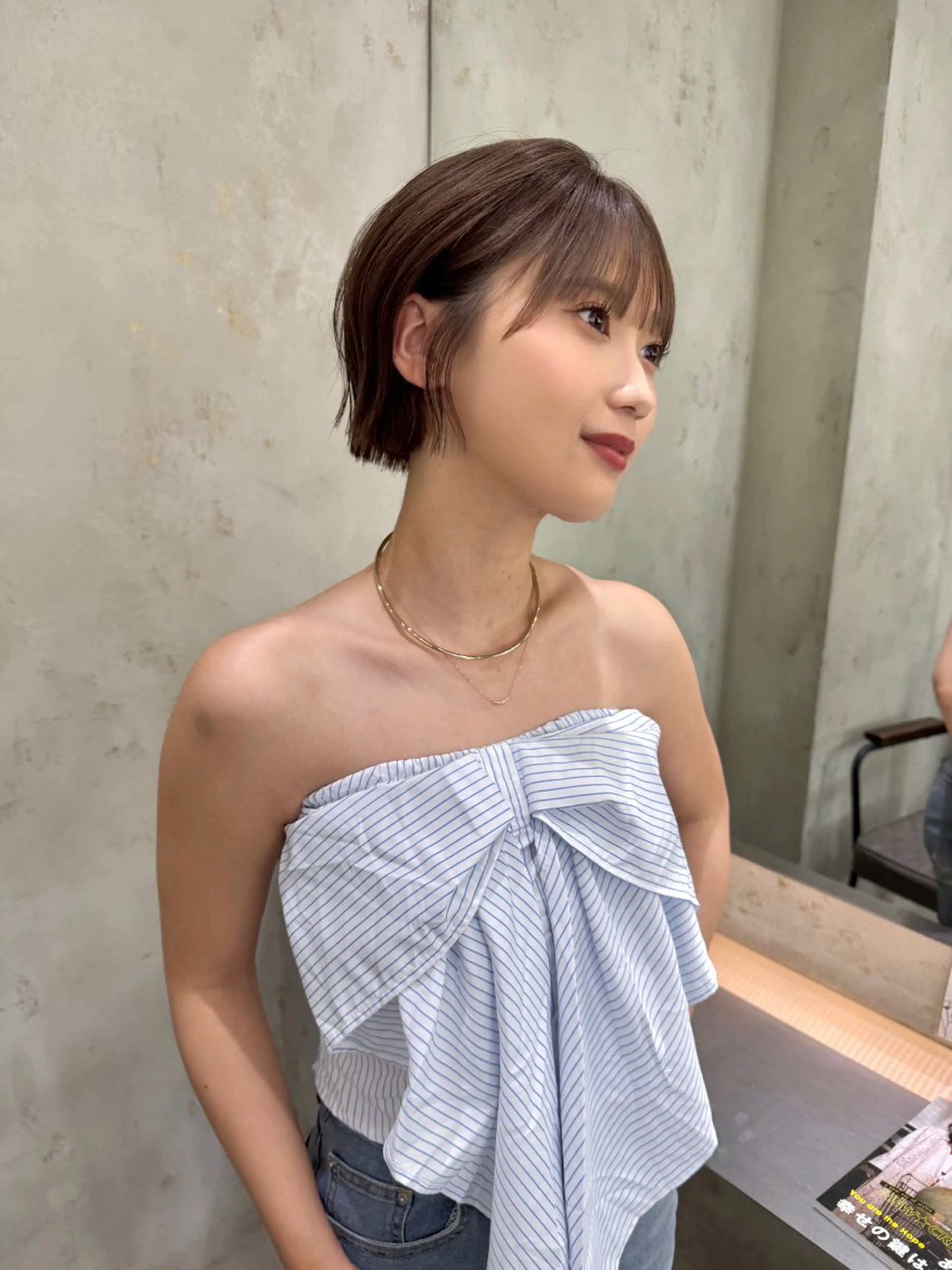 ショート カラー カット ヘアカラー トリートメント 莉乃/縮毛矯正/髪質 改善/艶カラーのヘアスタイル