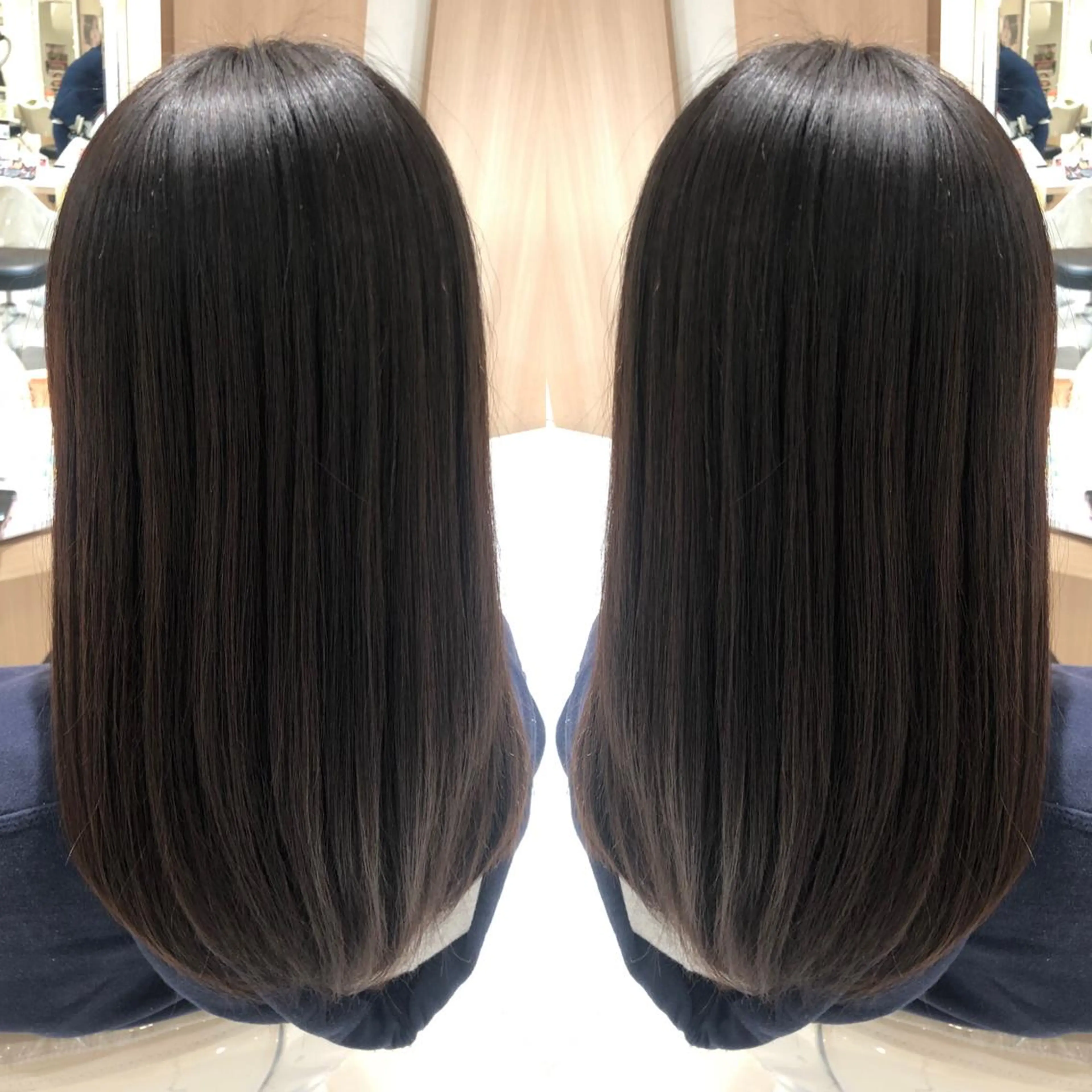 セミロング 縮毛矯正/髪質改善 継続する美髪のヘアスタイル