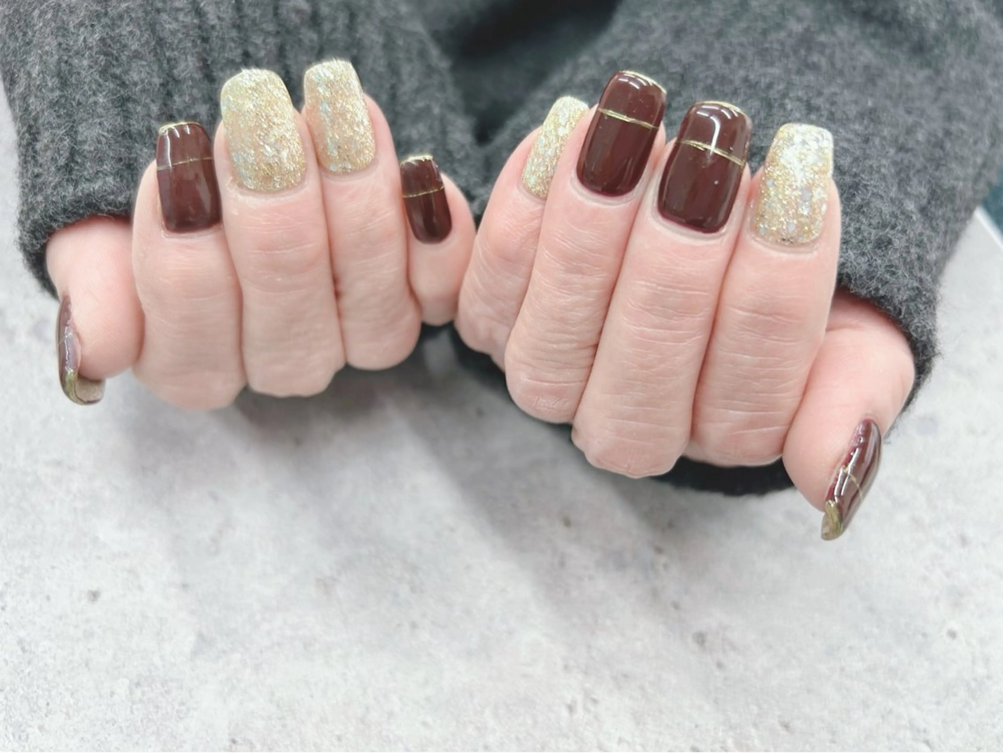 ネイル ボルドー ミラーネイル ハンドネイル Nail Salon agré所属・agré ネイルサロン アグレのネイルデザイン