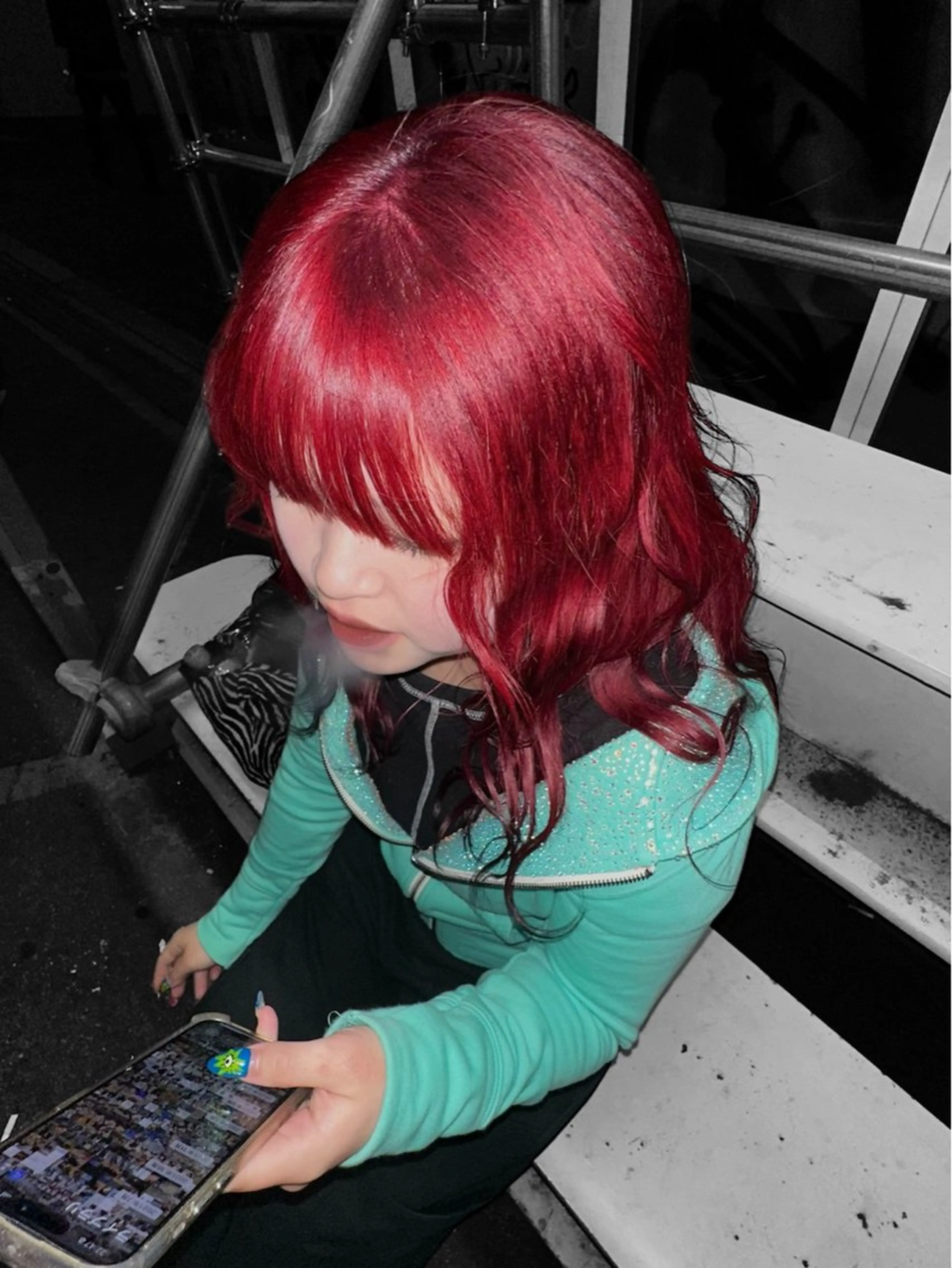 ロング カラー ブロンド カット ヘアカラー トリートメント ura/デザイン/ ハイトーン/個性派のヘアスタイル