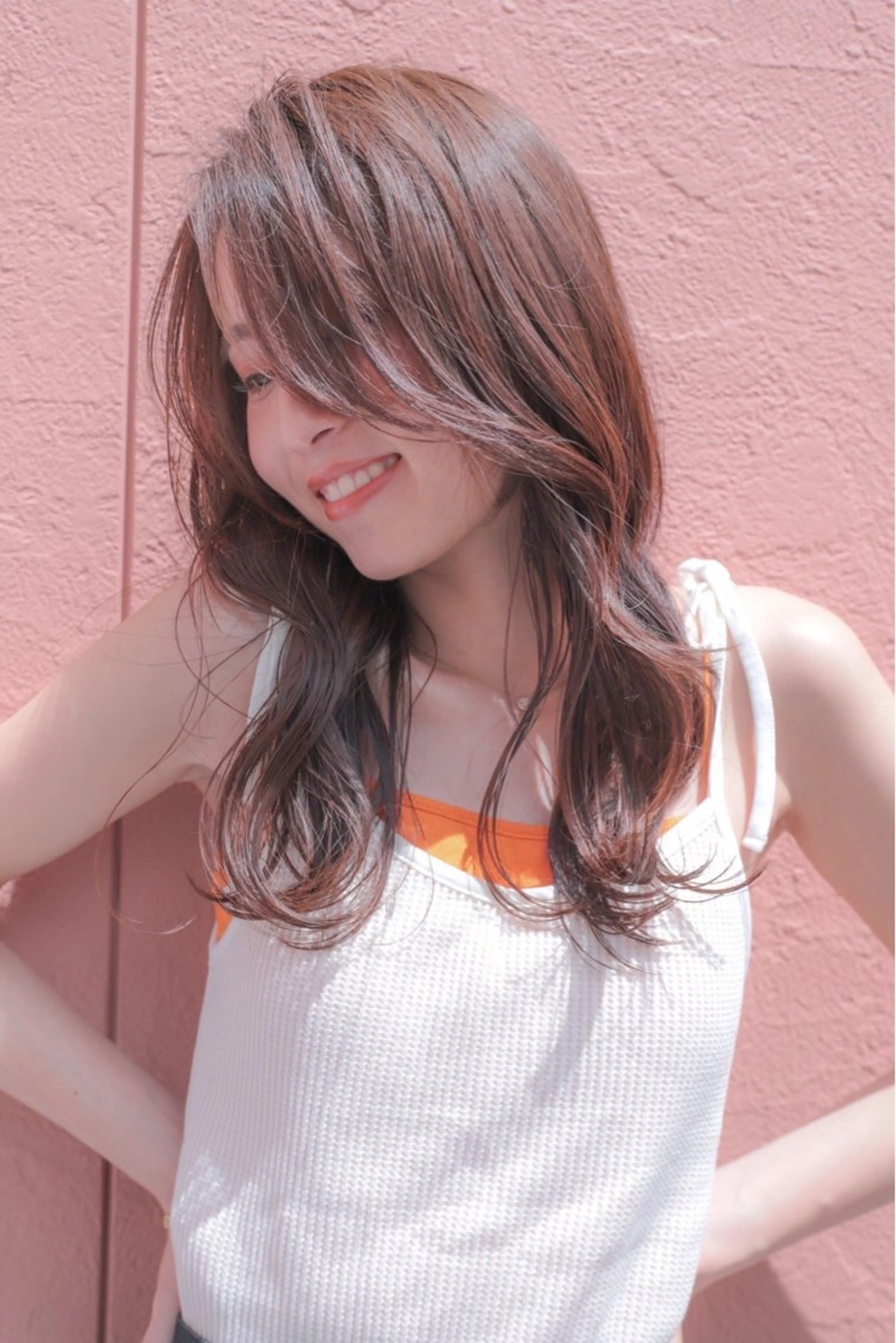 ロング カラー ヘアアレンジ ロングレイヤー ブラウンカラー レイヤーカット ロング カット ヘアカラー トリートメント .5 by SOLEIL藤沢店のヘアスタイル