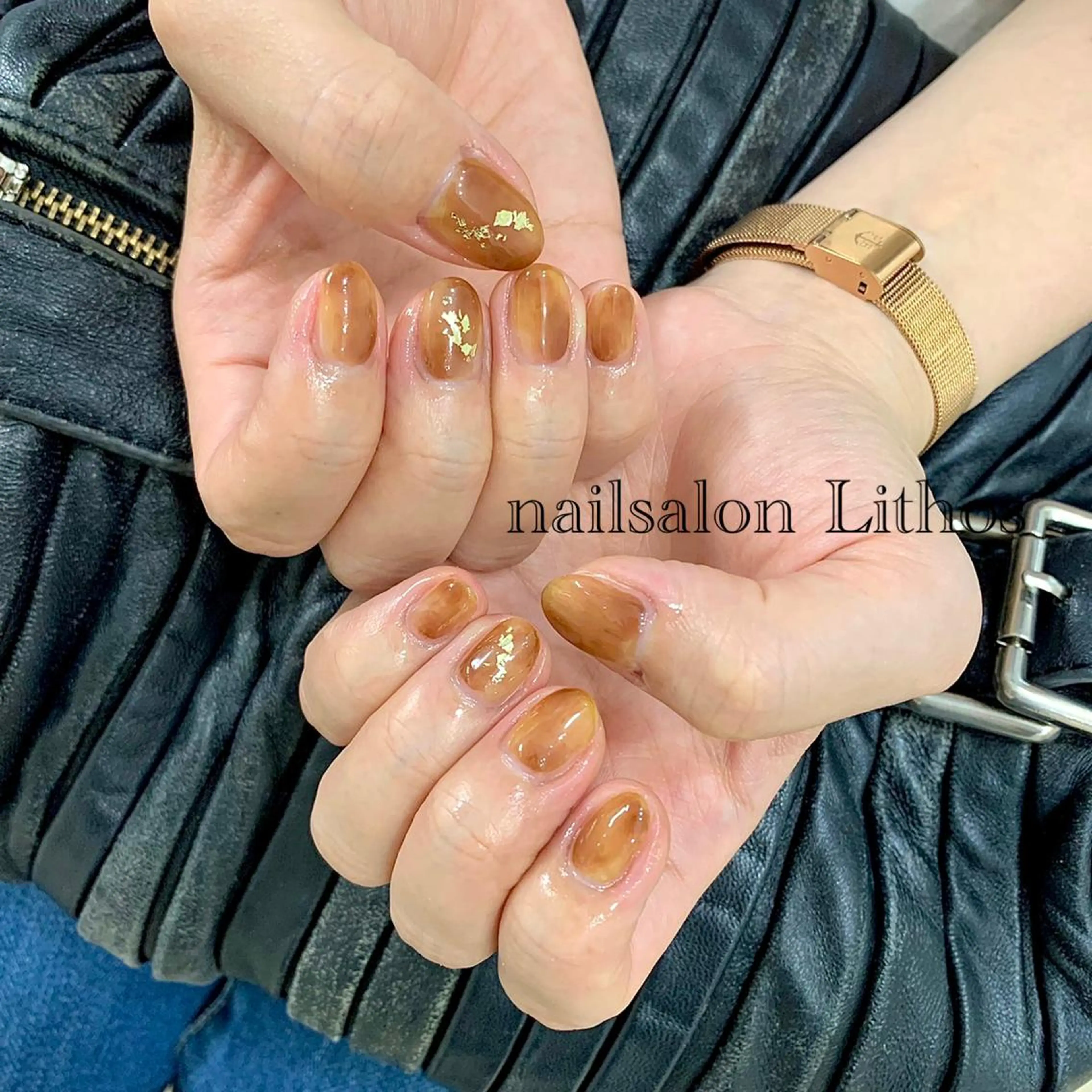 ネイル べっ甲ネイル 氷ネイル・うるうるネイル 韓国ネイル オフィスネイル ショートネイル ハンドネイル nailsalon Lithos所属・nailsalon Recontreのネイルデザイン