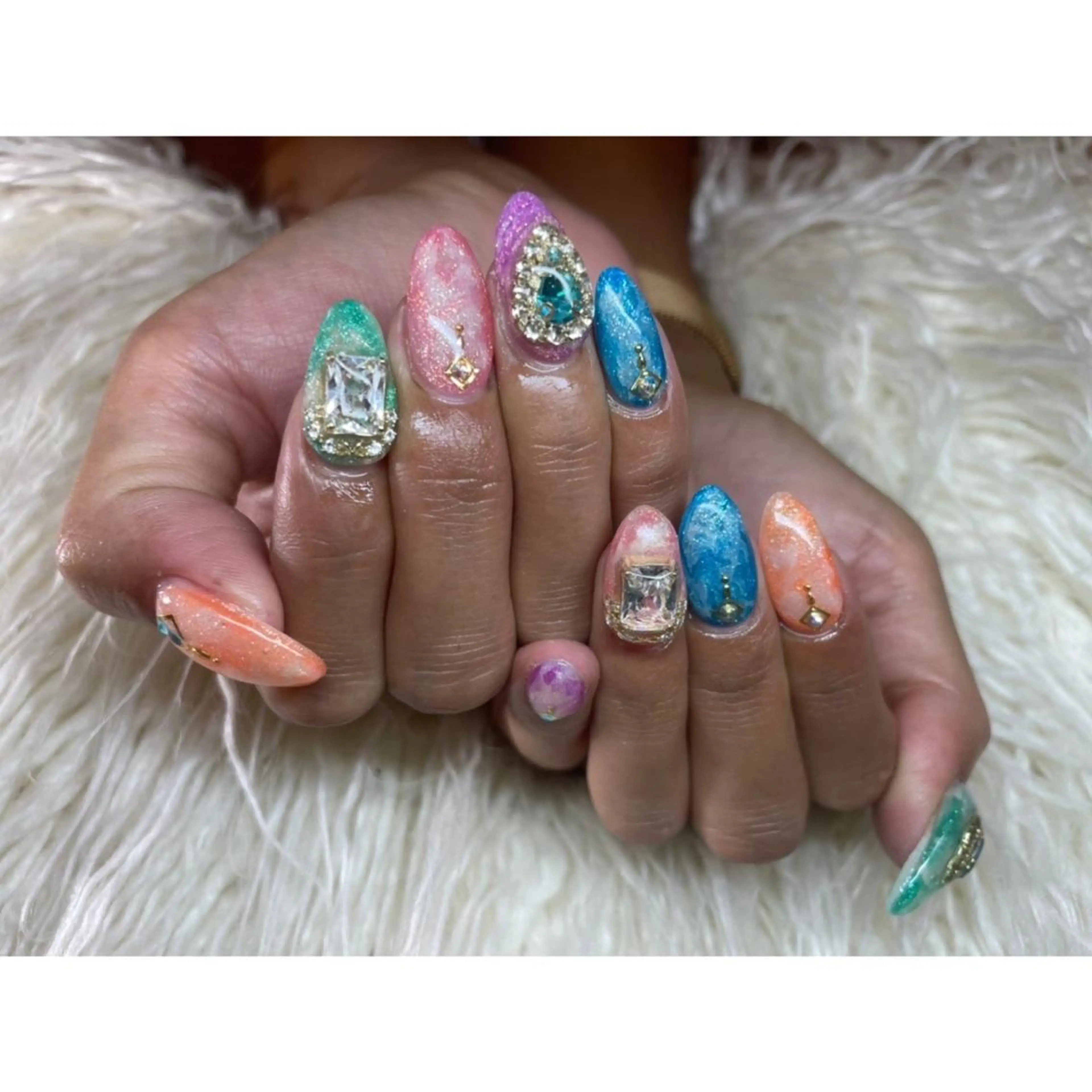 ネイル ラメ(グリッター) 大理石ネイル(マーブル) ハンドネイル フットネイル Nail salon LuaRのネイルデザイン