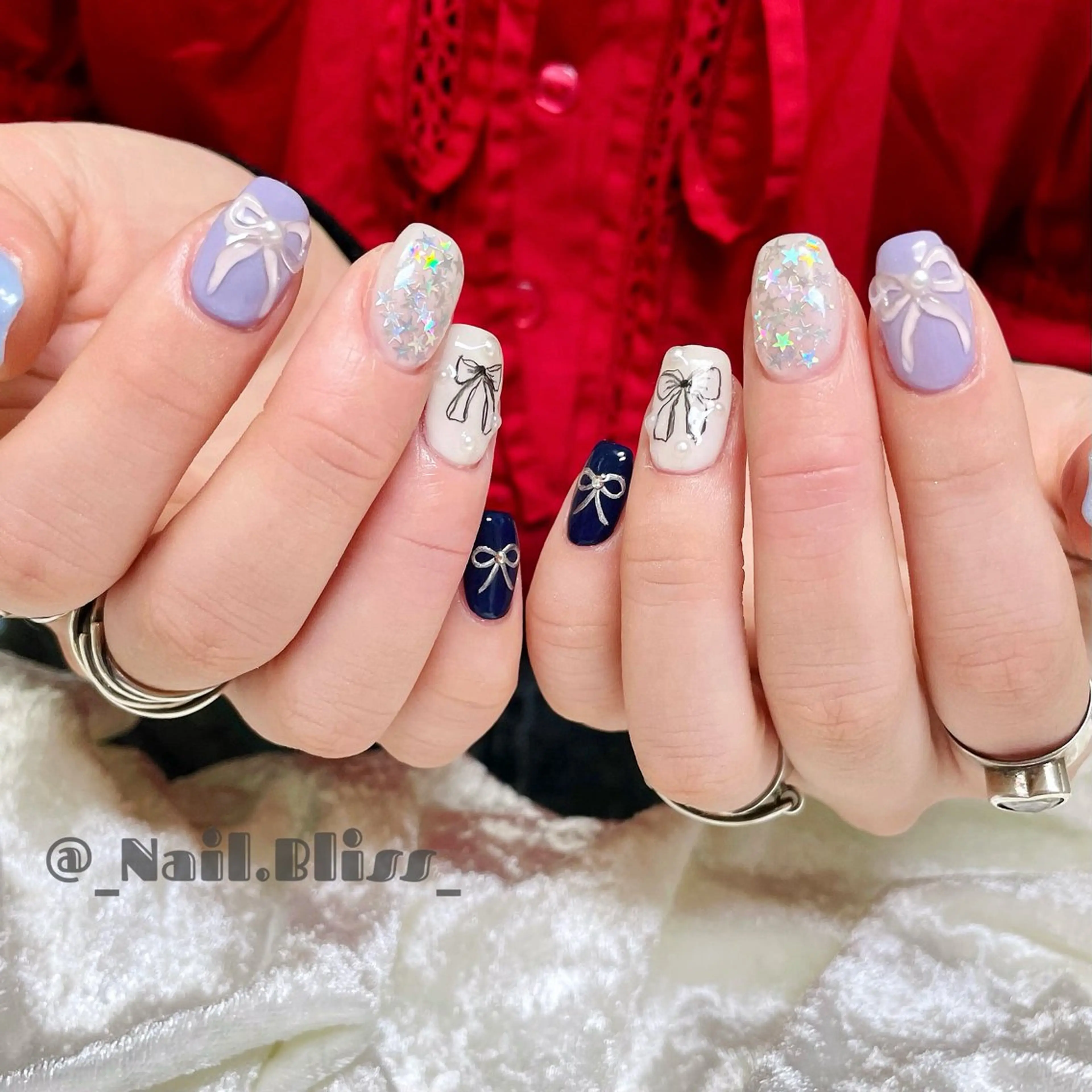 ネイル リボン ハンドネイル NAIL BLISSのネイルデザイン
