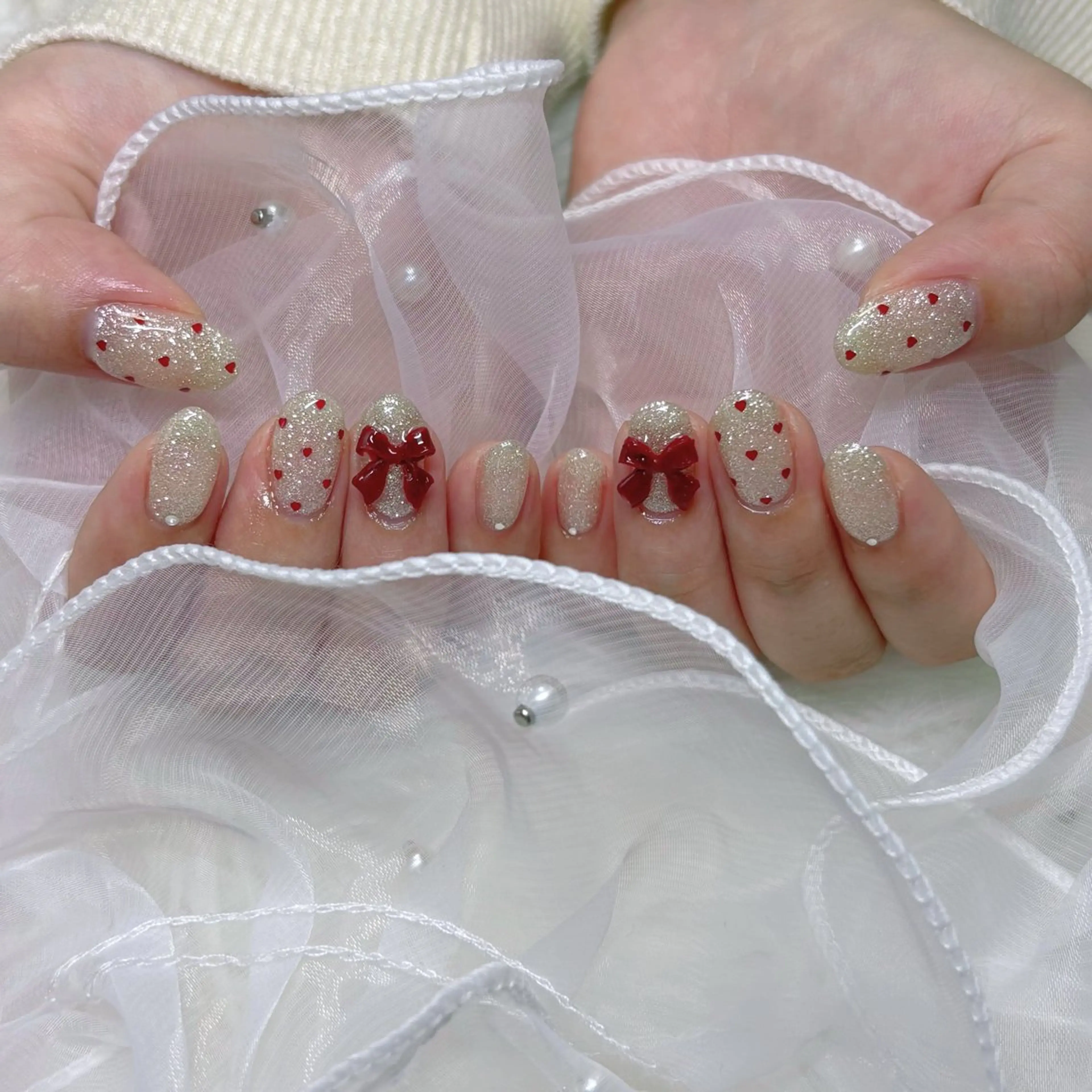 ネイル バレンタイン ハンドネイル 🐝TOMO🎀ིྀ 【パラジェル取扱店】のネイルデザイン