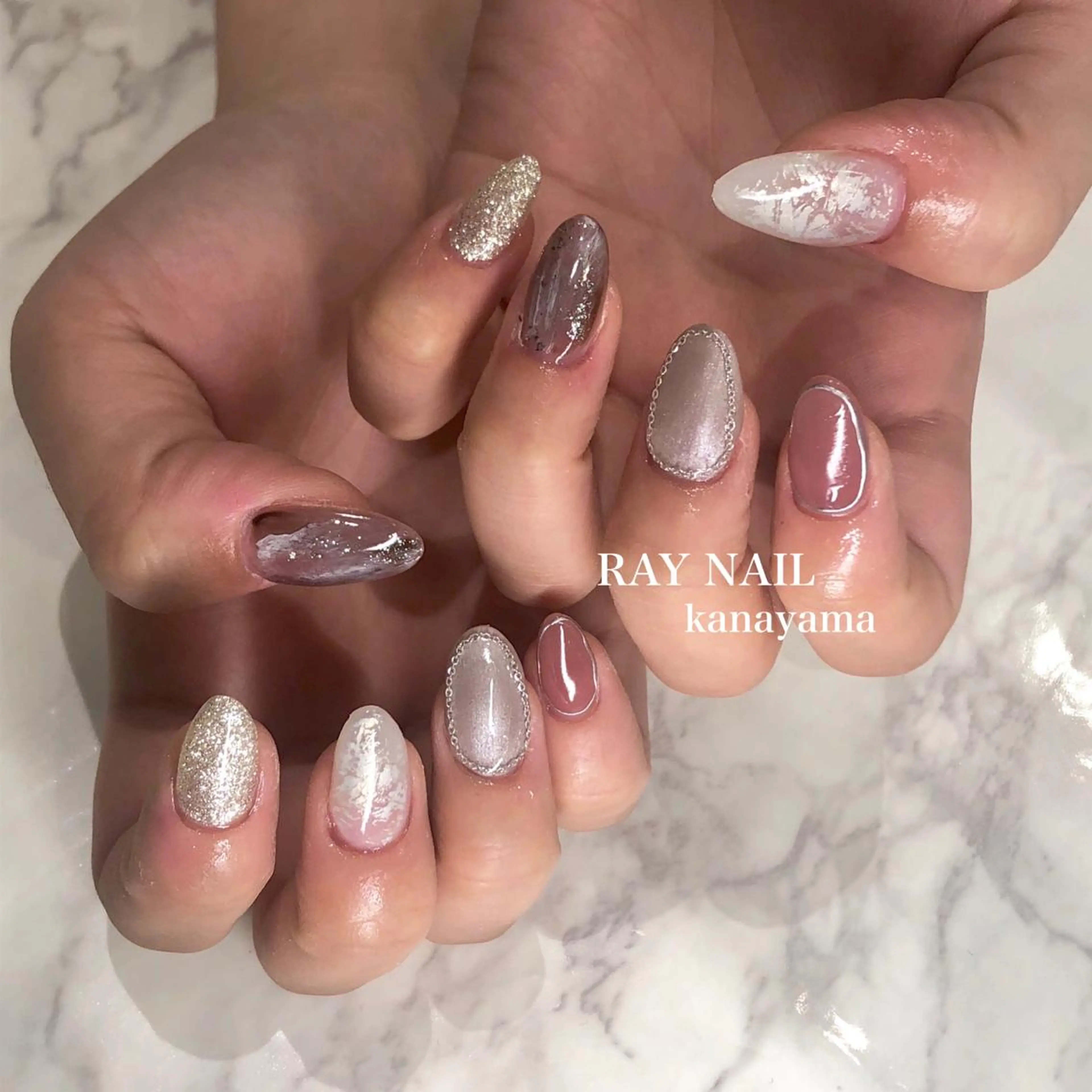 ネイル ブラウン ニュアンスネイル スカルプネイル ハンドネイル Arowa 伊田のネイルデザイン