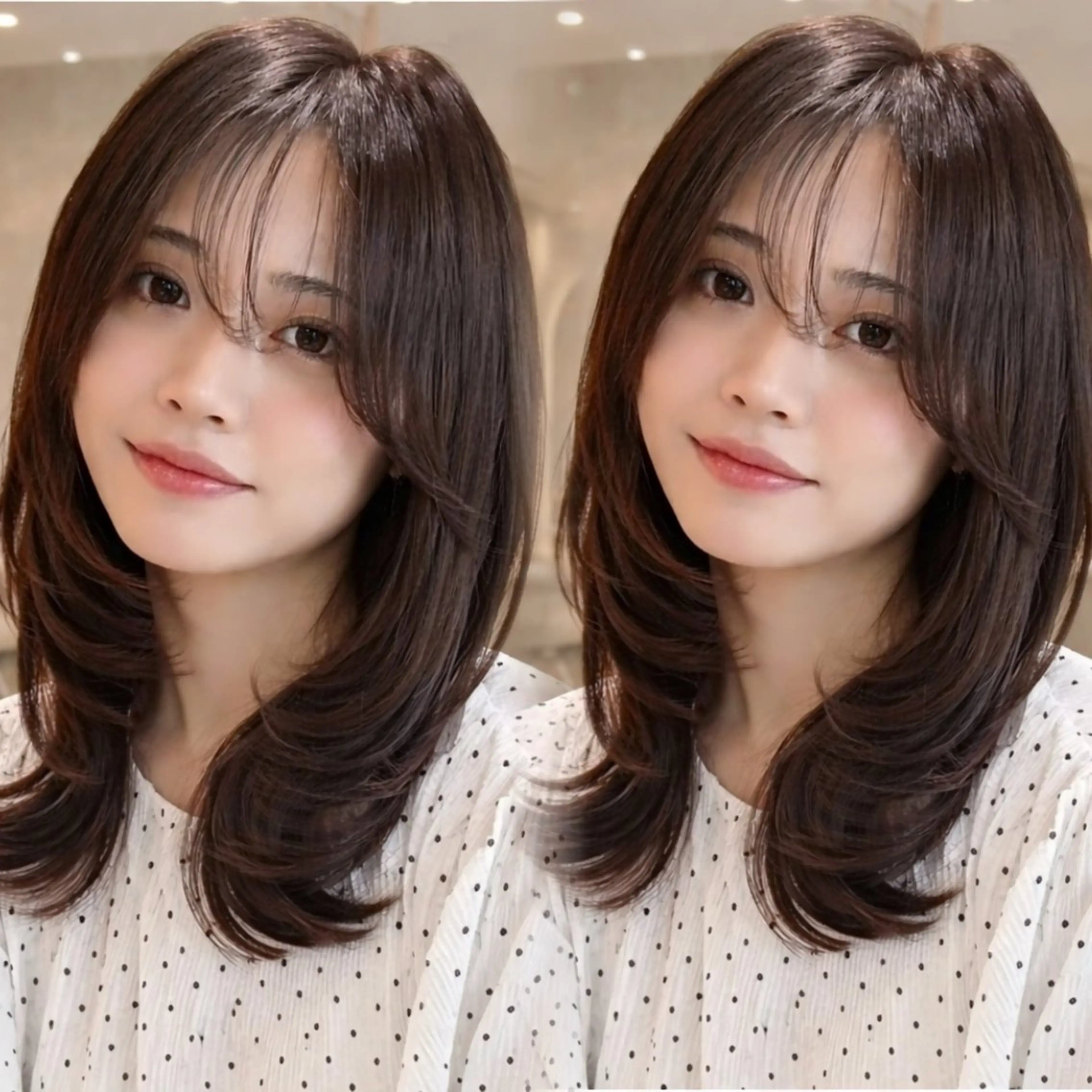 セミロング カラー ヘアアレンジ カット トリートメント 巻きラク♡レイヤー 🦢こころのヘアスタイル