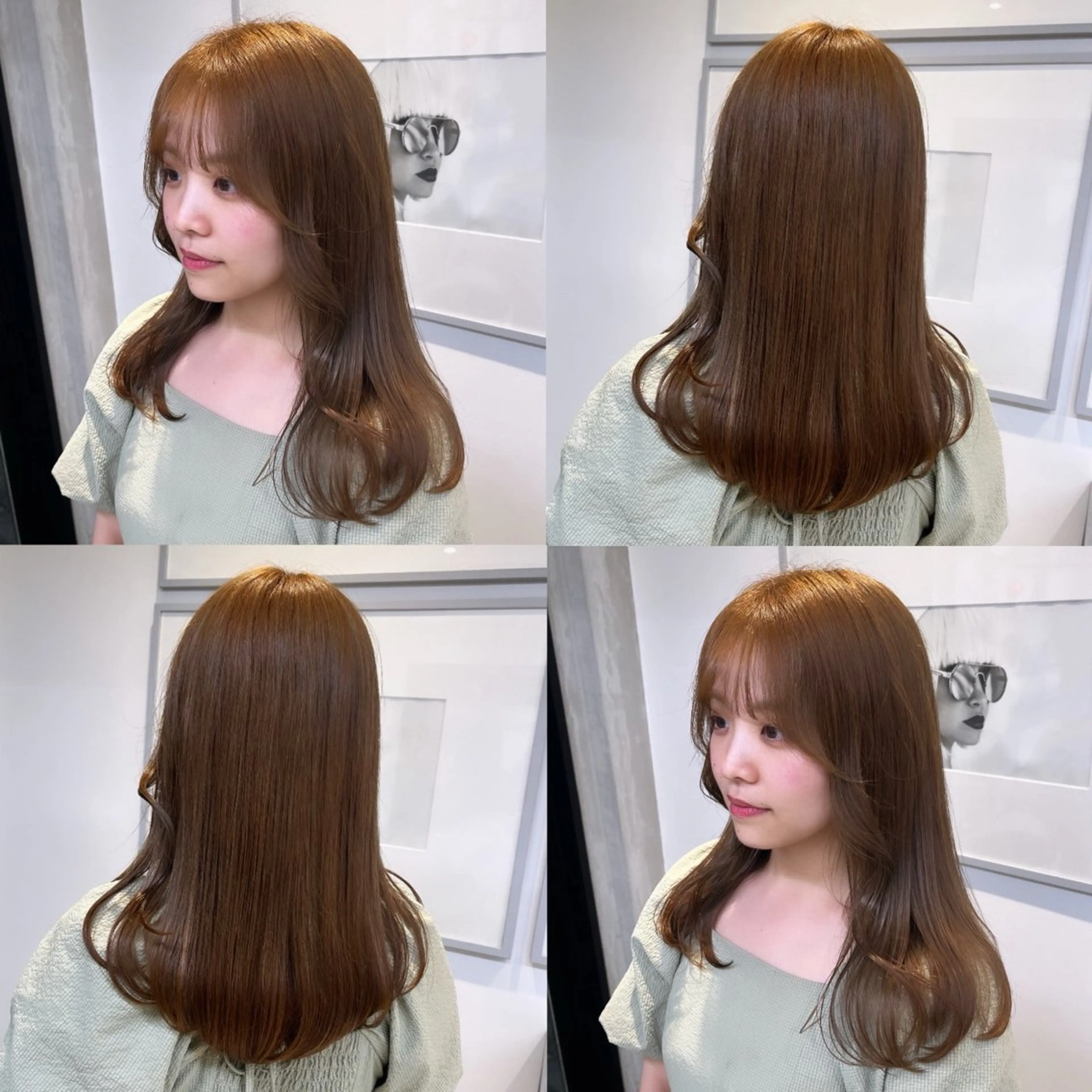 ミディアム カラー ベージュカラー ブリーチ ブラウンカラー ブラウンベージュ 透明感カラー カット ヘアカラー トリートメント ヘッドスパ ヘアセット カジュアルを女っぽく 𝗮𝘆𝗮𝗰𝗼のヘアスタイル