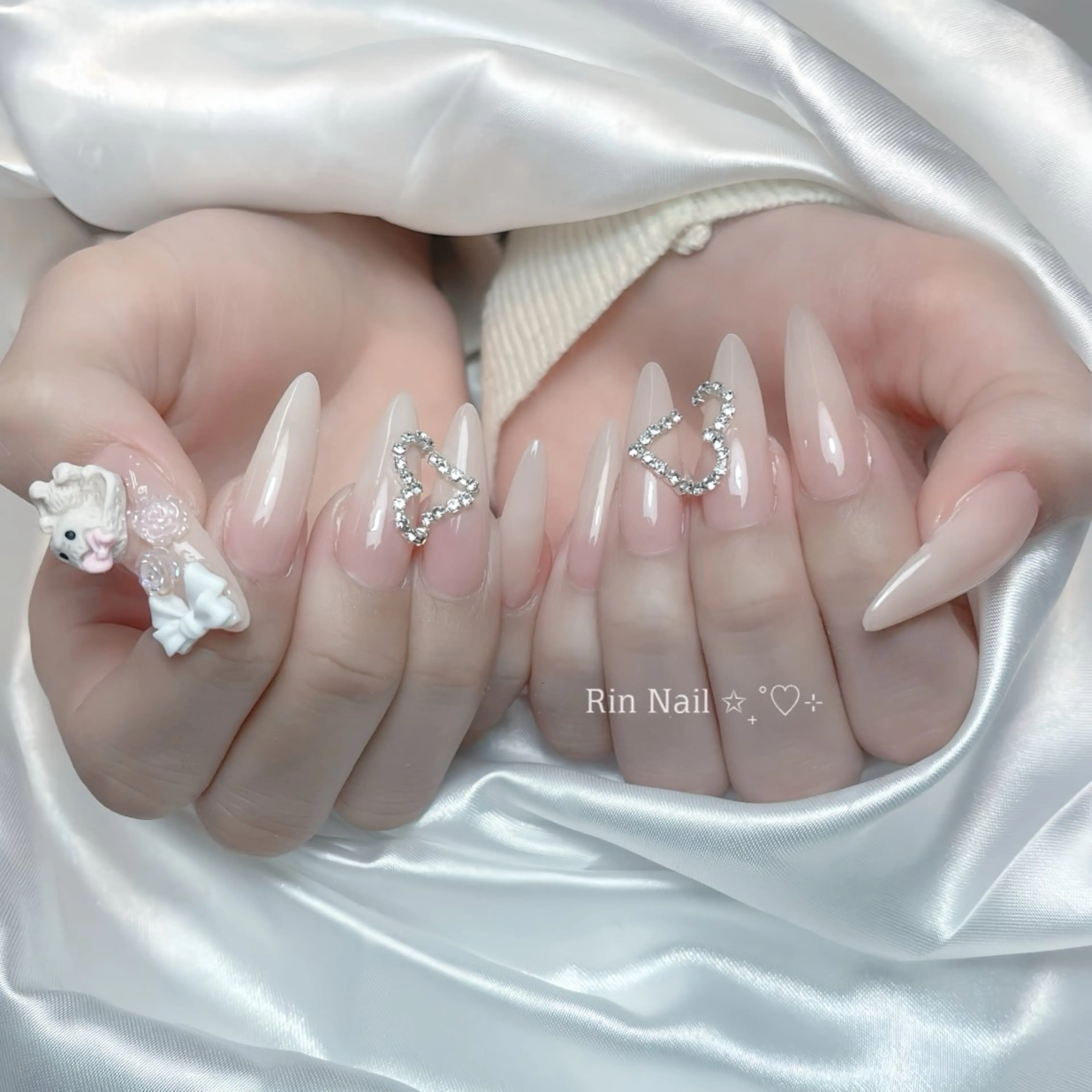 ネイル アートネイル チークネイル ジェルネイル ロングネイル マグネットネイル ハンドネイル Rin Nail 新大久保店のネイルデザイン