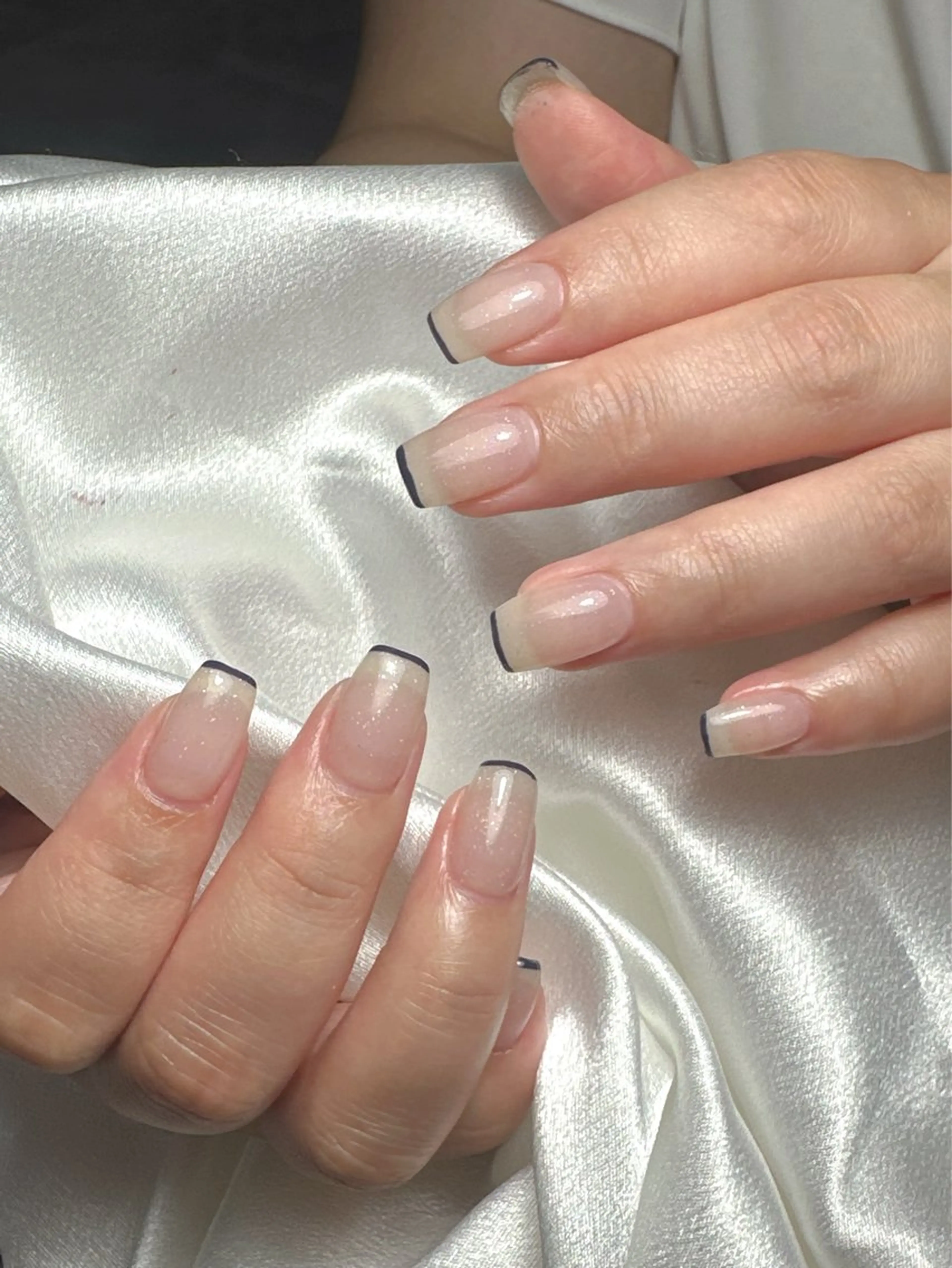 ネイル フレンチネイル ラメ(グリッター) JUN   nail所属・横井那名 JUN NAILのネイルデザイン