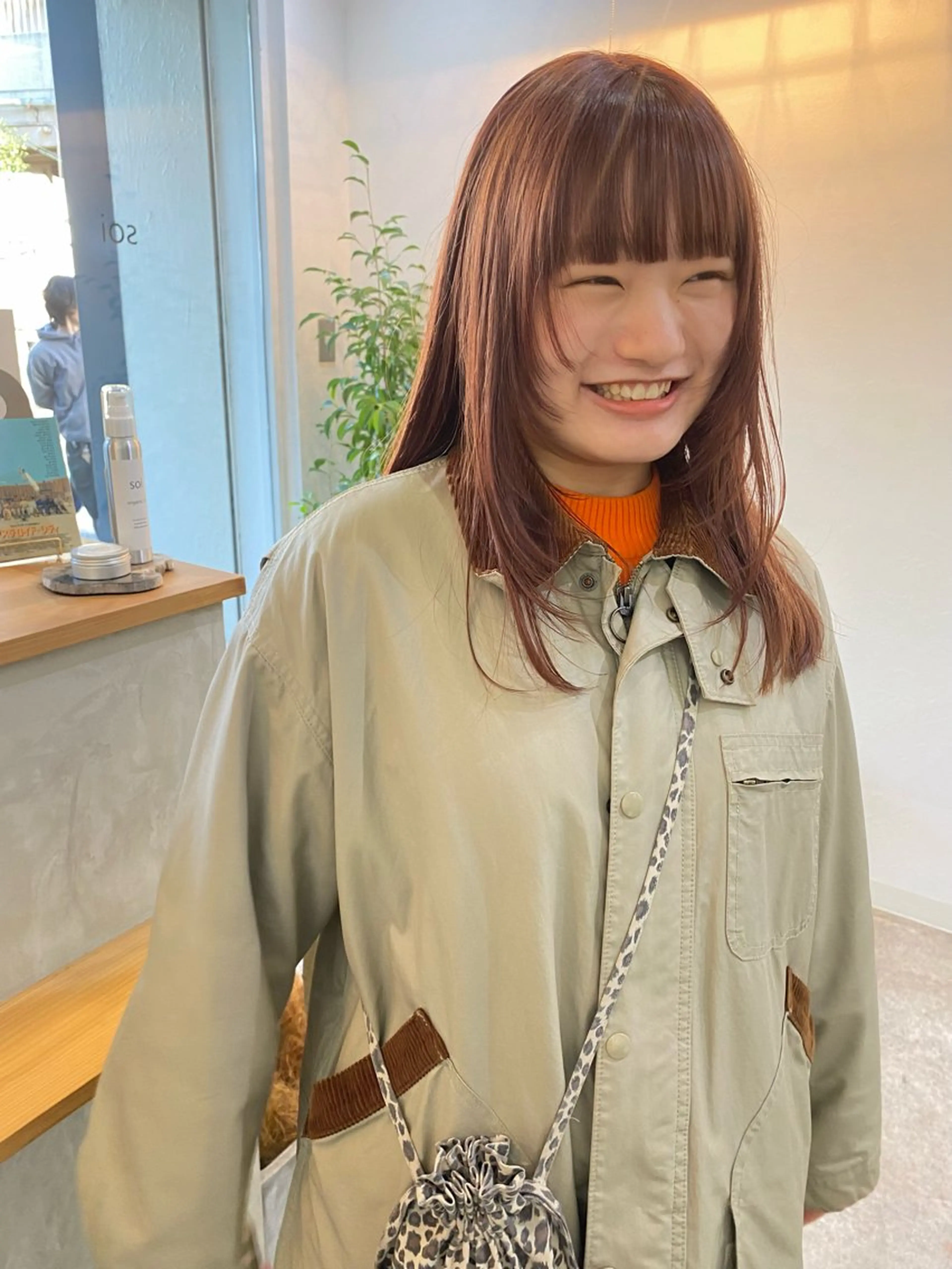 ミディアム カラー ベージュカラー ダブルカラー ピンクカラー ピンクベージュ カット ヘアカラー 森貴裕/ベージュ/ パーマ/オリーブのヘアスタイル