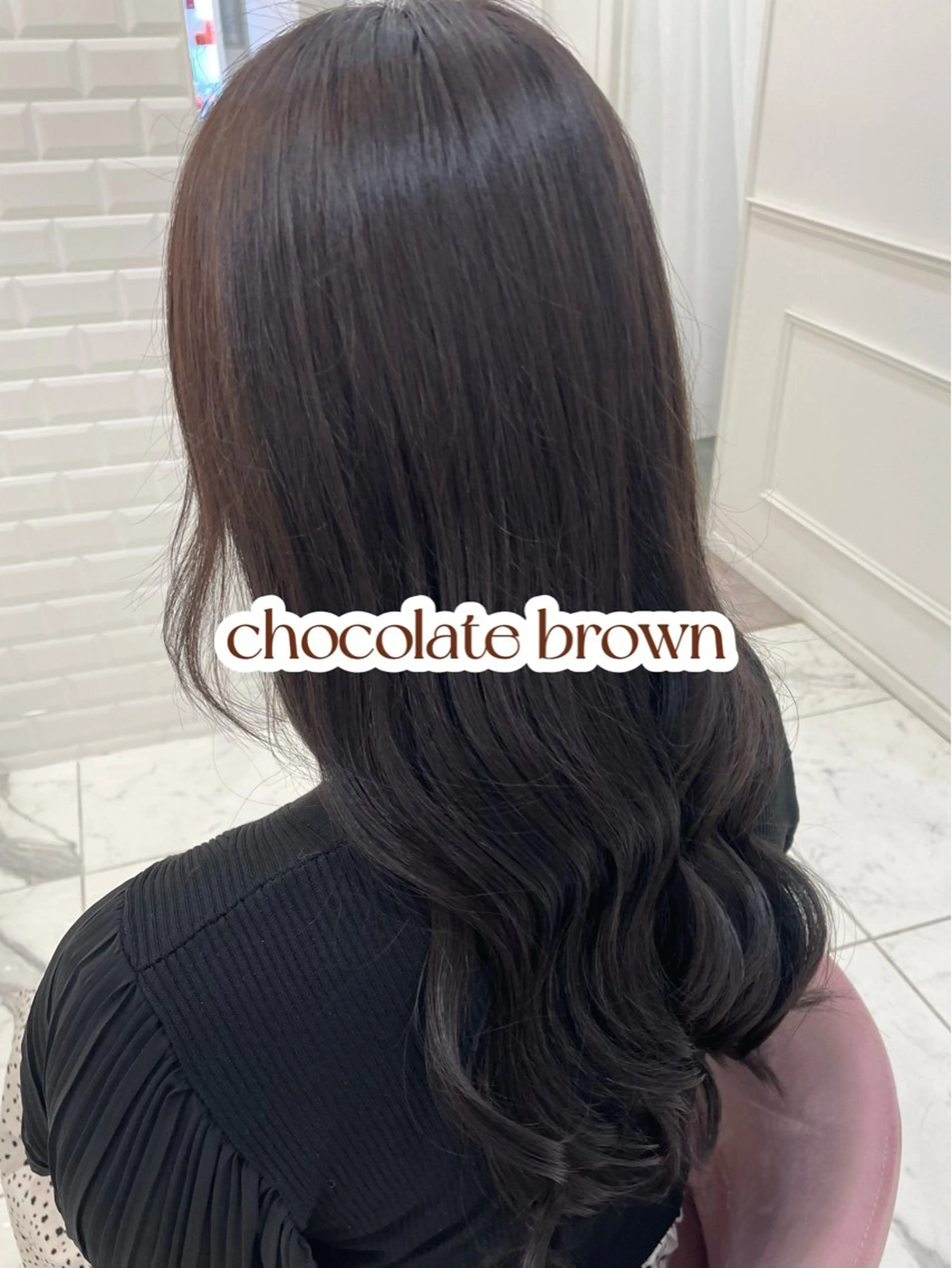 セミロング チョコレートブラウン カット ヘアカラー トリートメント ガーリーカラー🩷 ユウ🍓💞のヘアスタイル