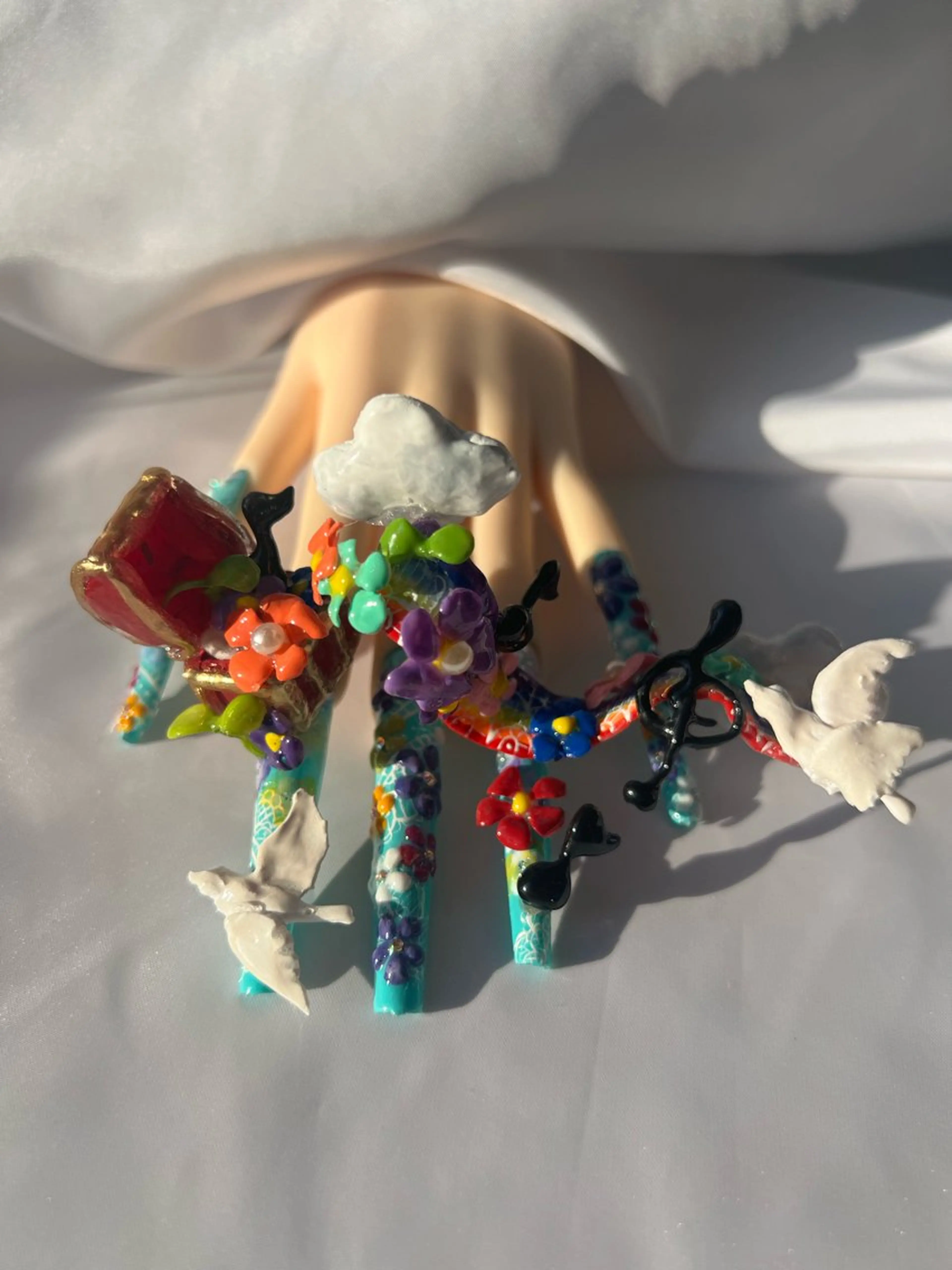 ネイル ロングネイル あお ジュニアネイリストのネイルデザイン