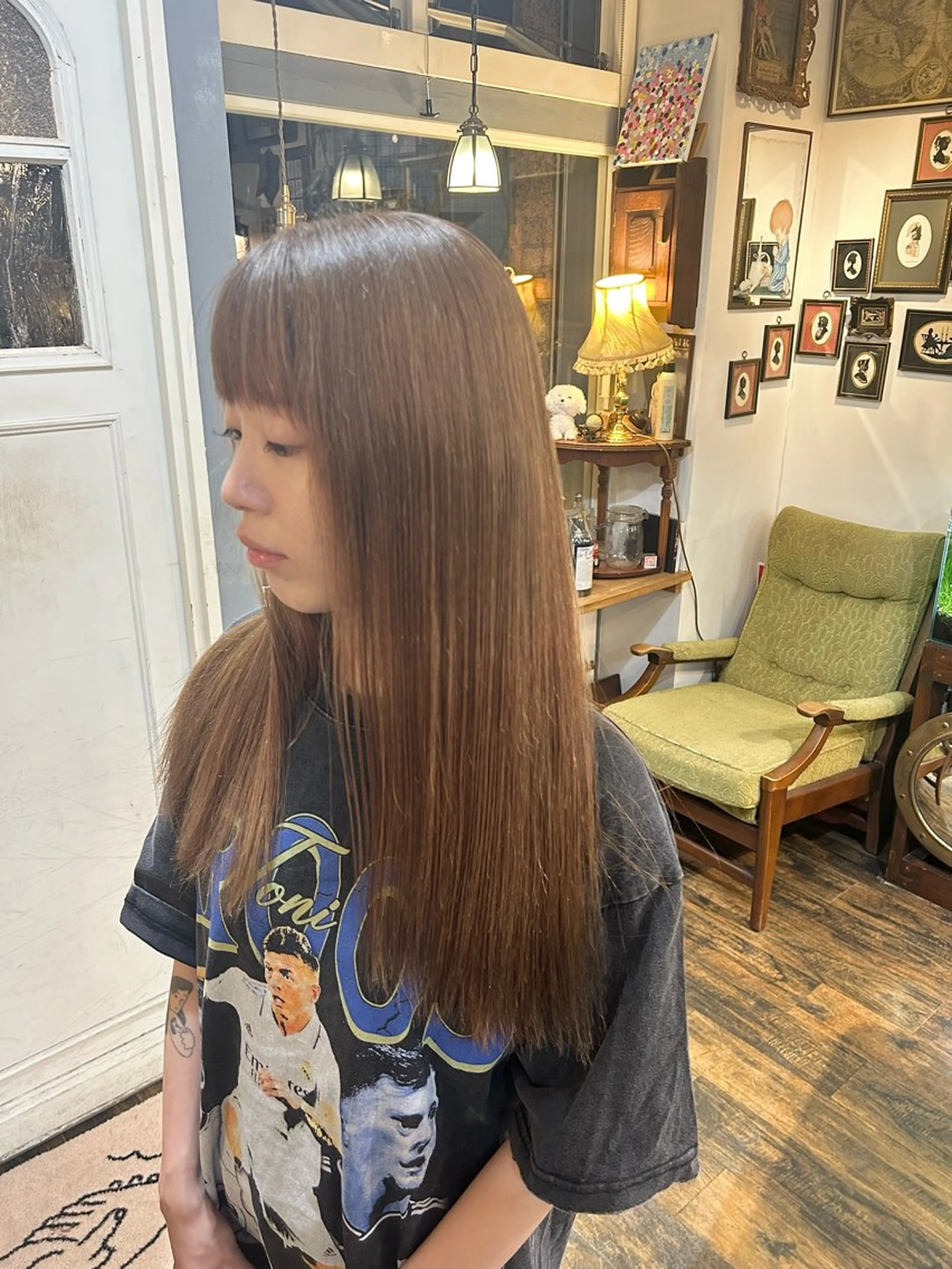 ロング カラー ヘアカラー トリートメント 清水千優/パーマ/透 明感カラー/メンズのヘアスタイル