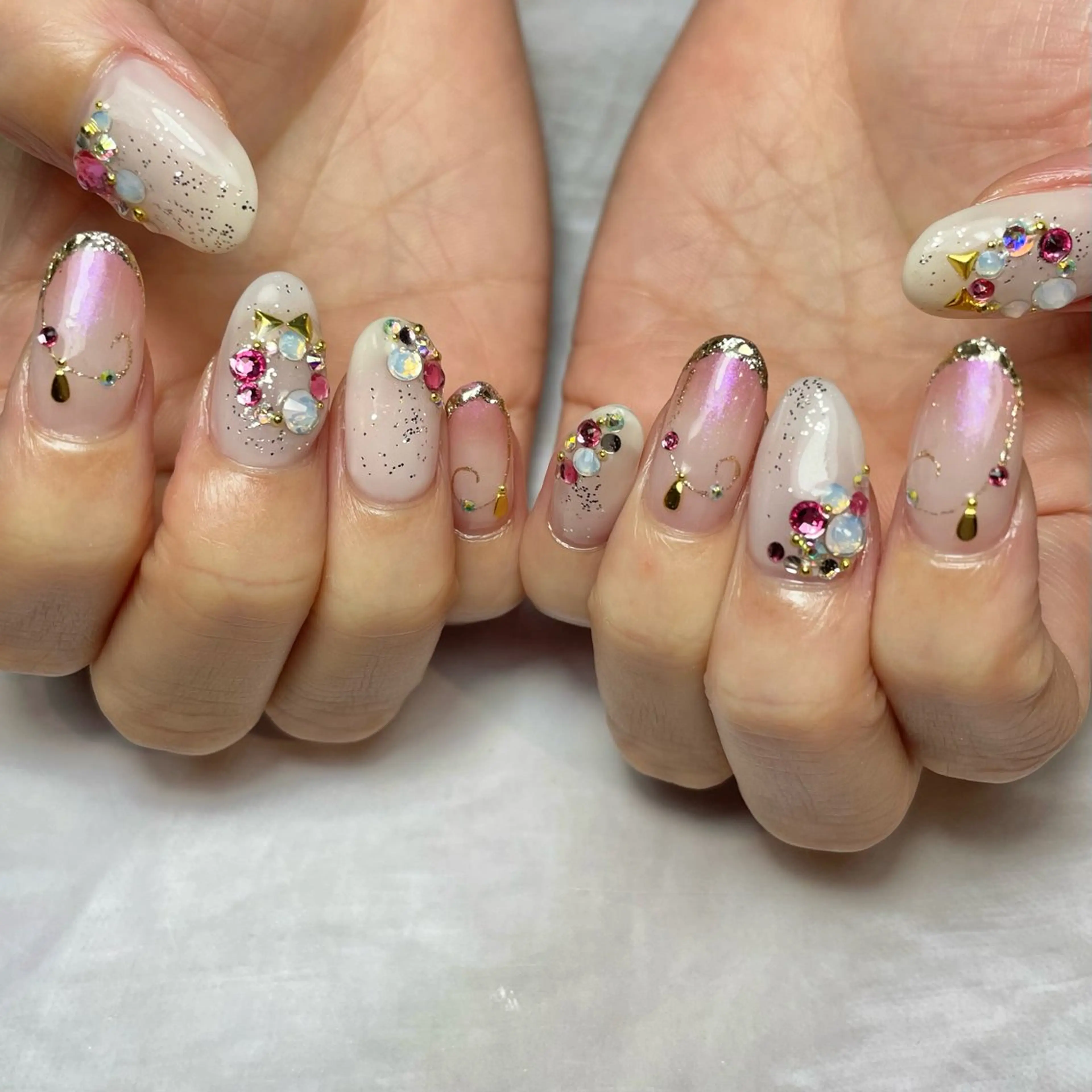 ネイル アートネイル 持ち込み ピンク ハンドネイル Reflection marikoのネイルデザイン