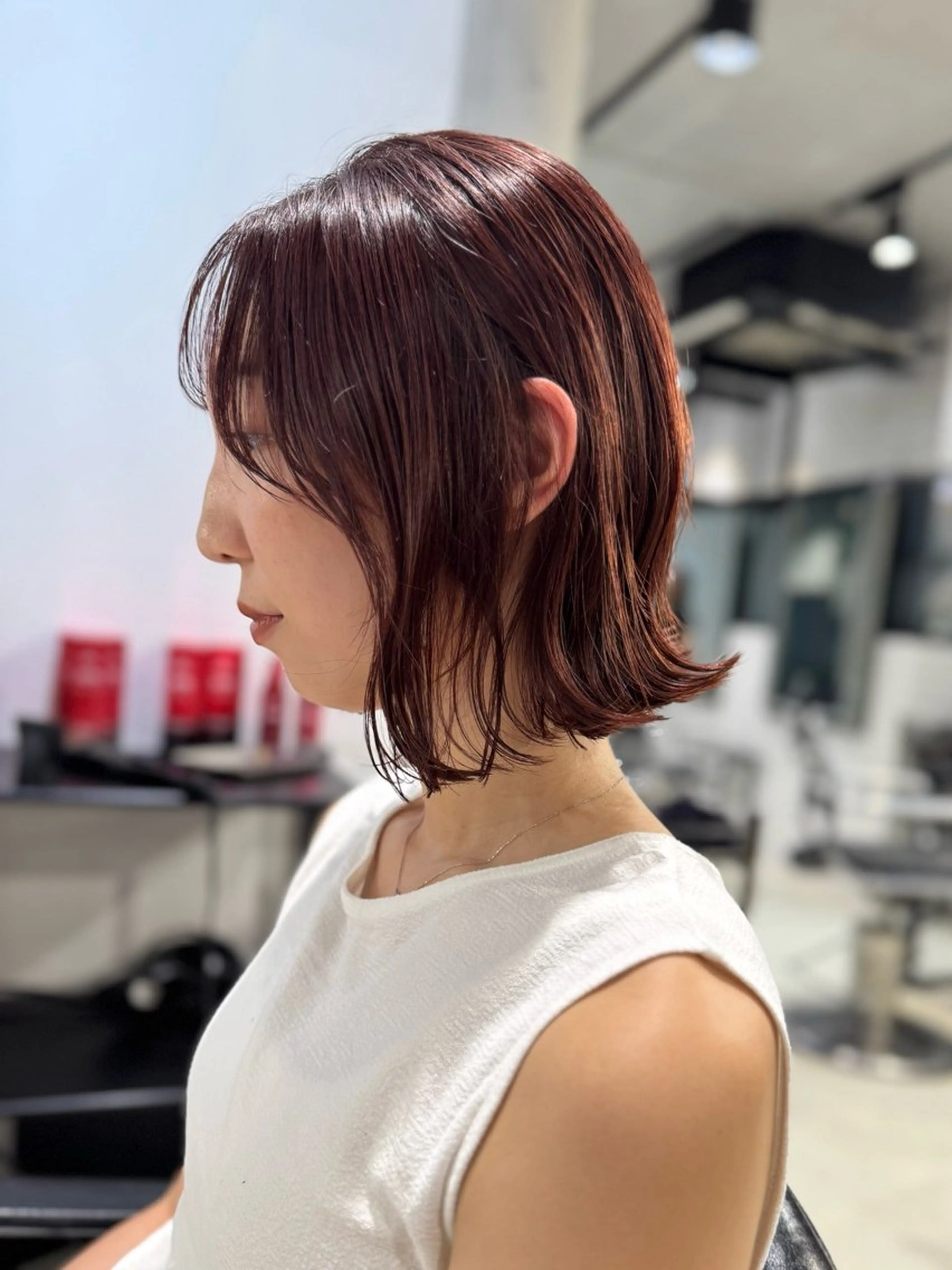 ミディアム カラー パーマ カット ヘアカラー トリートメント ヘアセット 透明感/オリーブ/ グレージュ/YUKAのヘアスタイル