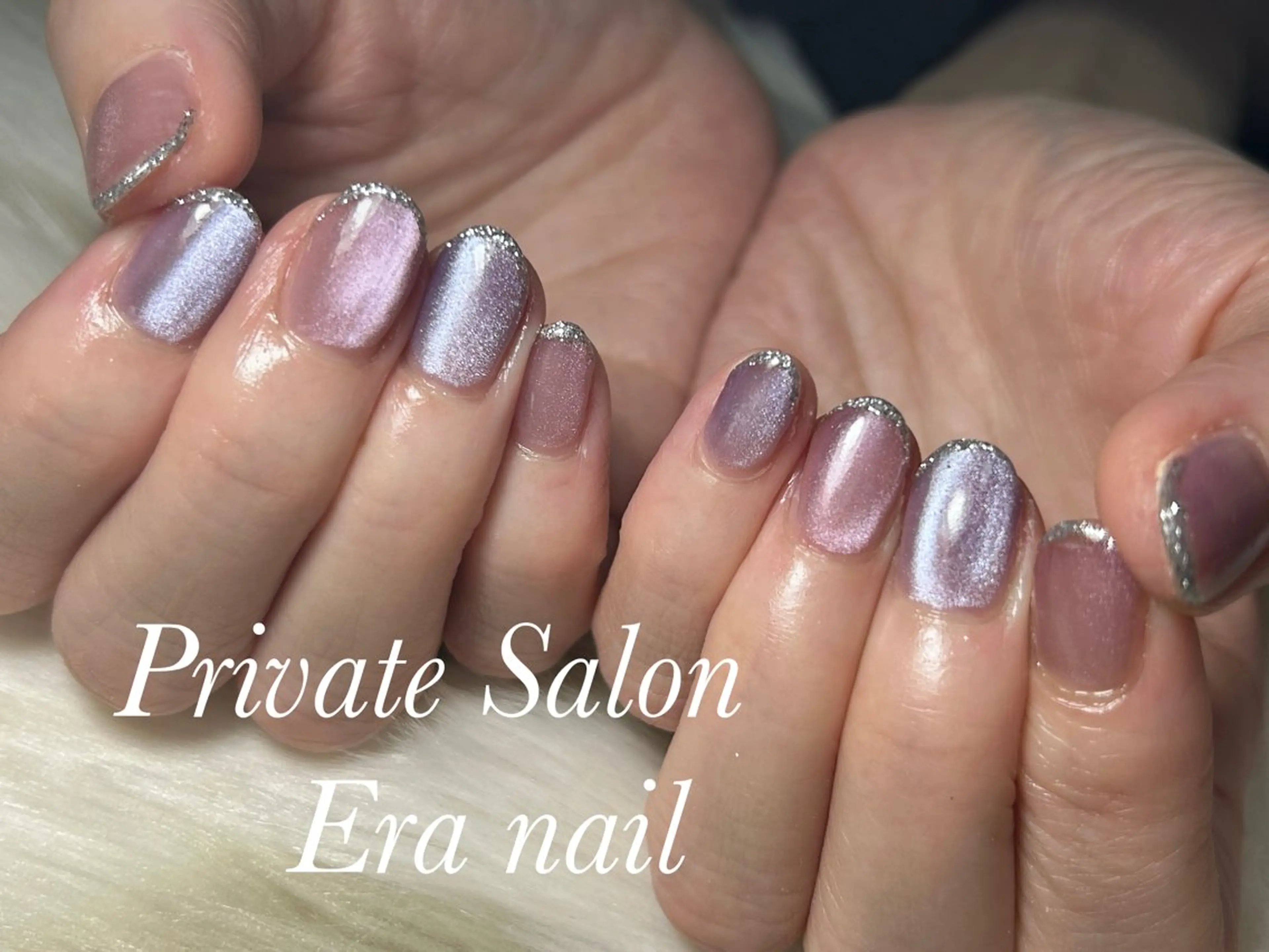 ネイル フレンチネイル ラメ(グリッター) マグネットネイル ハンドネイル Era nailのネイルデザイン