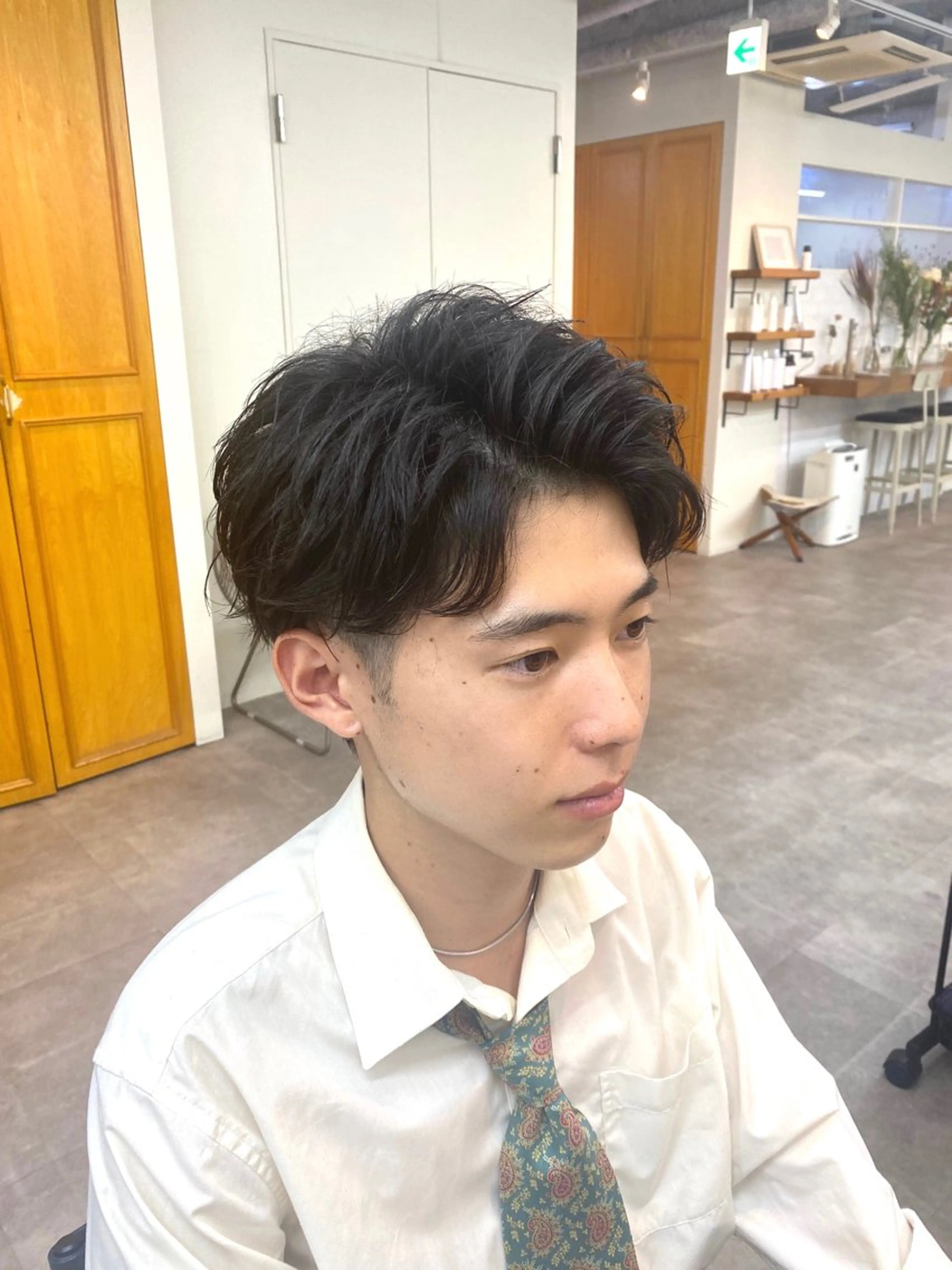 メンズ センターパート カット トリートメント シャドウパーマ/ 波巻パーマYu-Kiのヘアスタイル