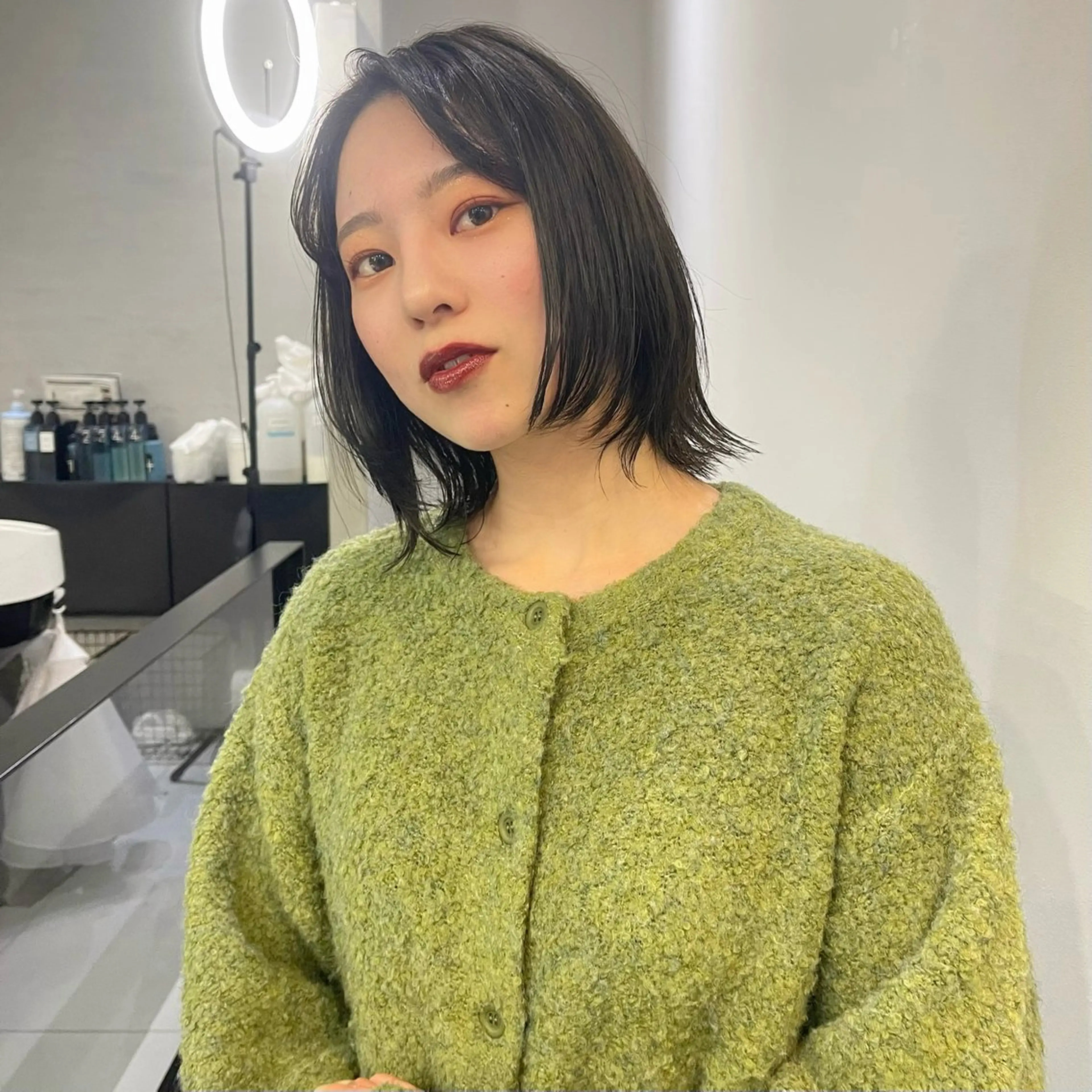 ミディアム 顔周りカット ウルフカット カット トリートメント RITZY こうたのヘアスタイル