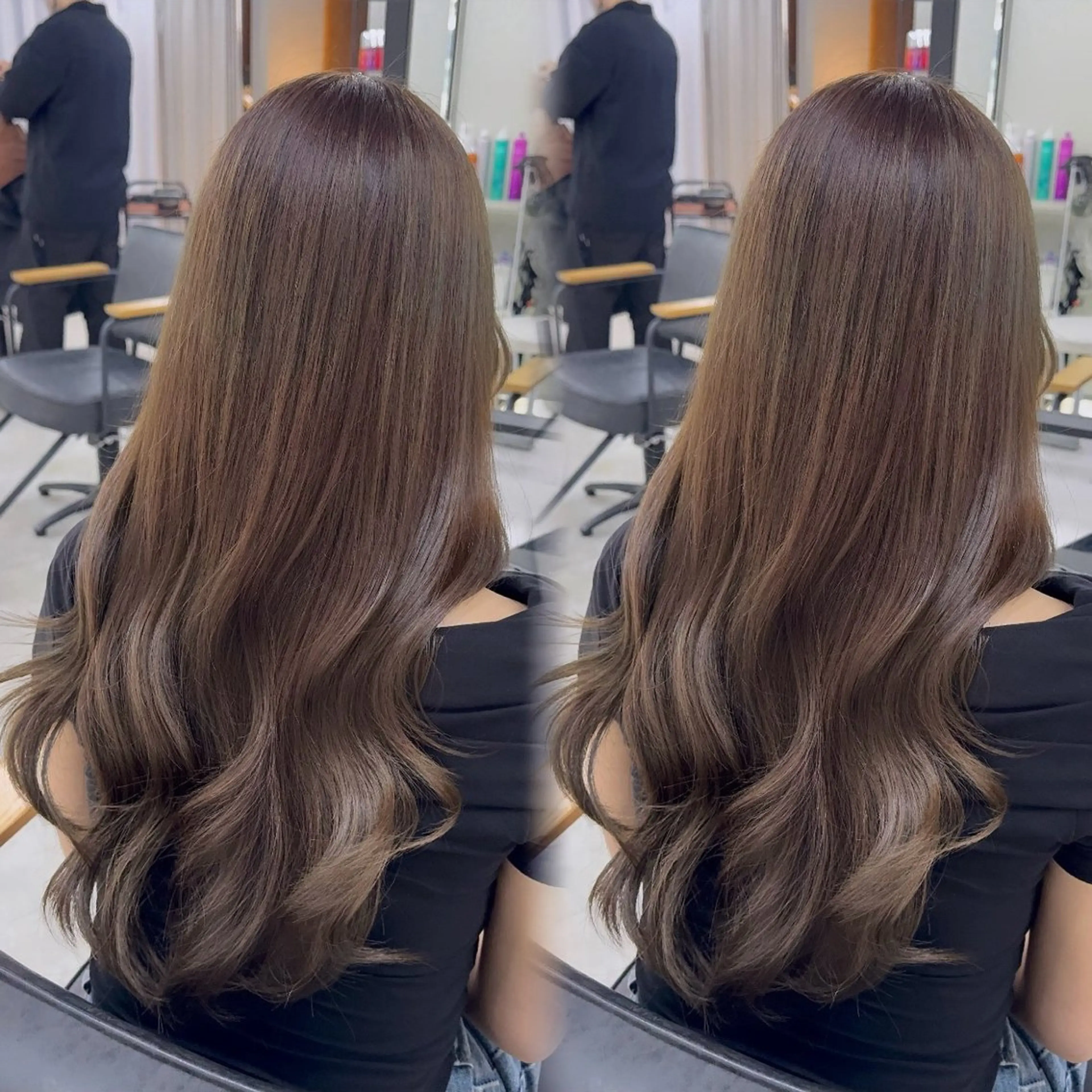 ロング カラー アッシュ アッシュブラウン ベージュカラー 黒髪 ブリーチ カット ヘアカラー トリートメント 赤み無し柔らかカラー 【梅田】madokaのヘアスタイル